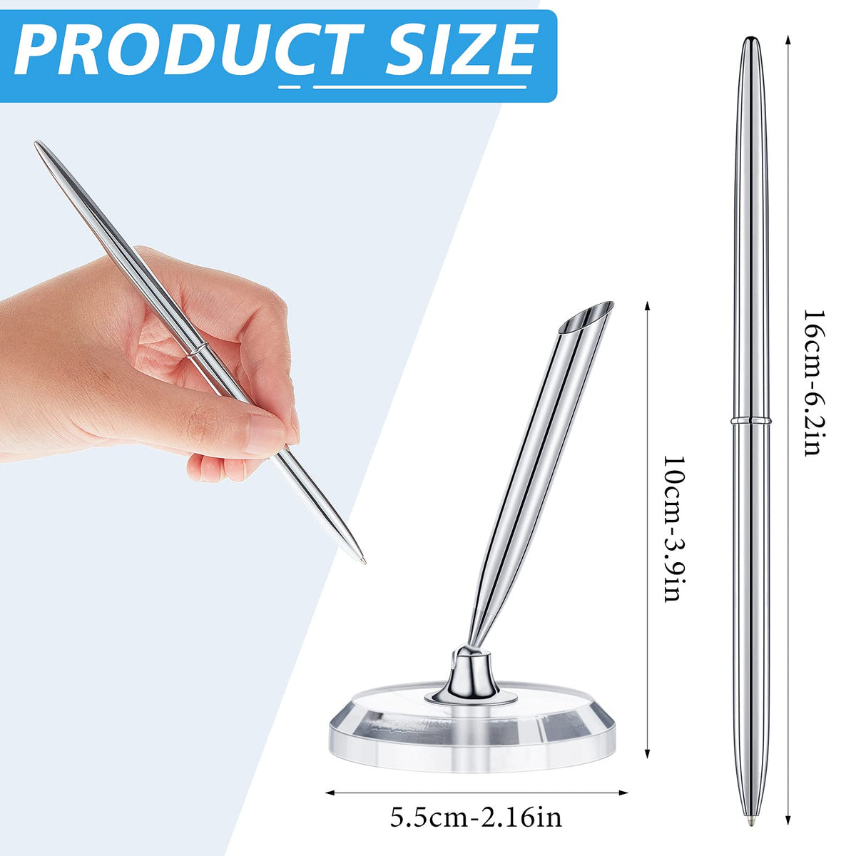 Chinco 2 Sets Guest Book Pens with Stand, Metal Signing Pens, Black Ink