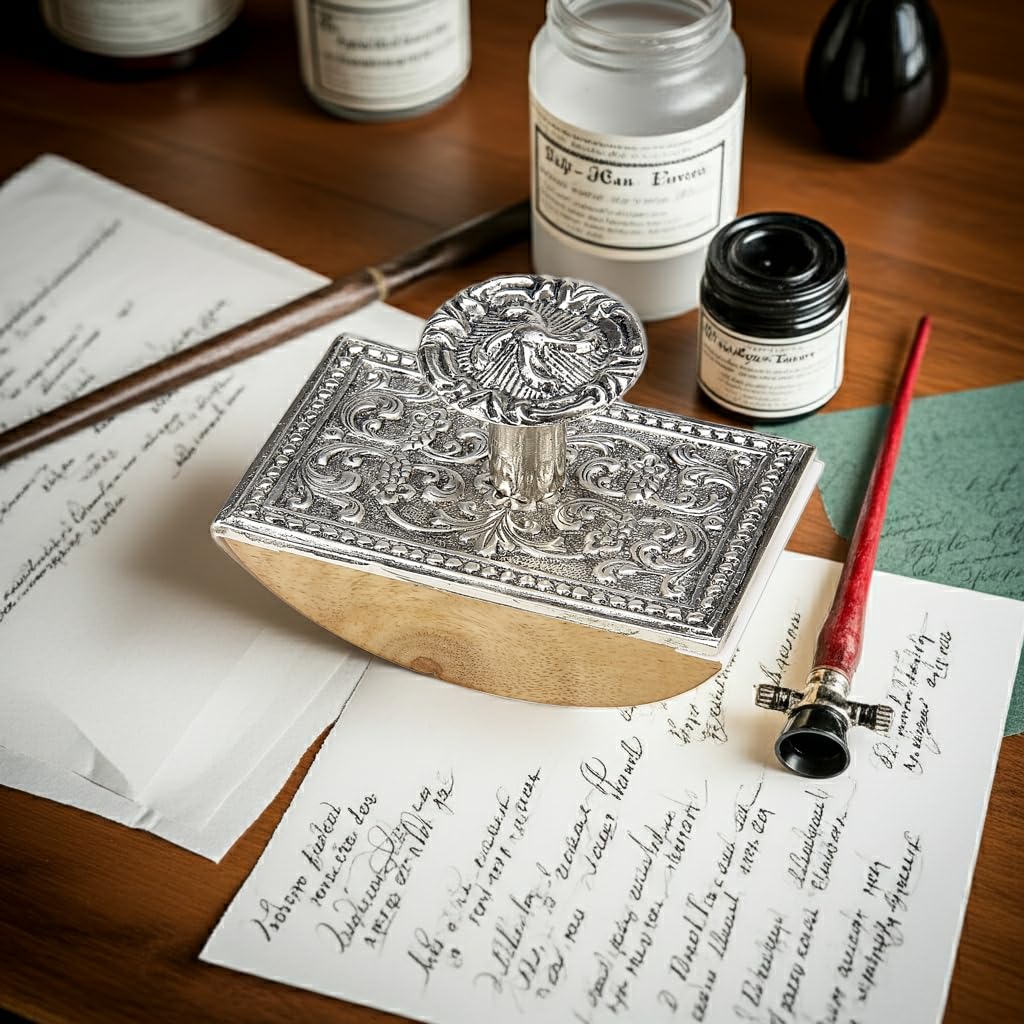 Wood & Metal Rocking Ink Blotter Pewter (Silver) N2501SI