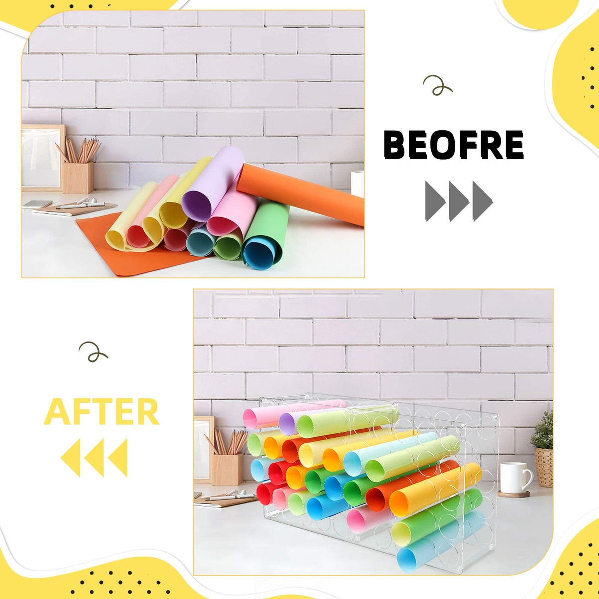 volepet Vinyl Storage Rack 50-Holes Acrylic Vinyl Roll Holder Craft Storage Organizer for Craft Room