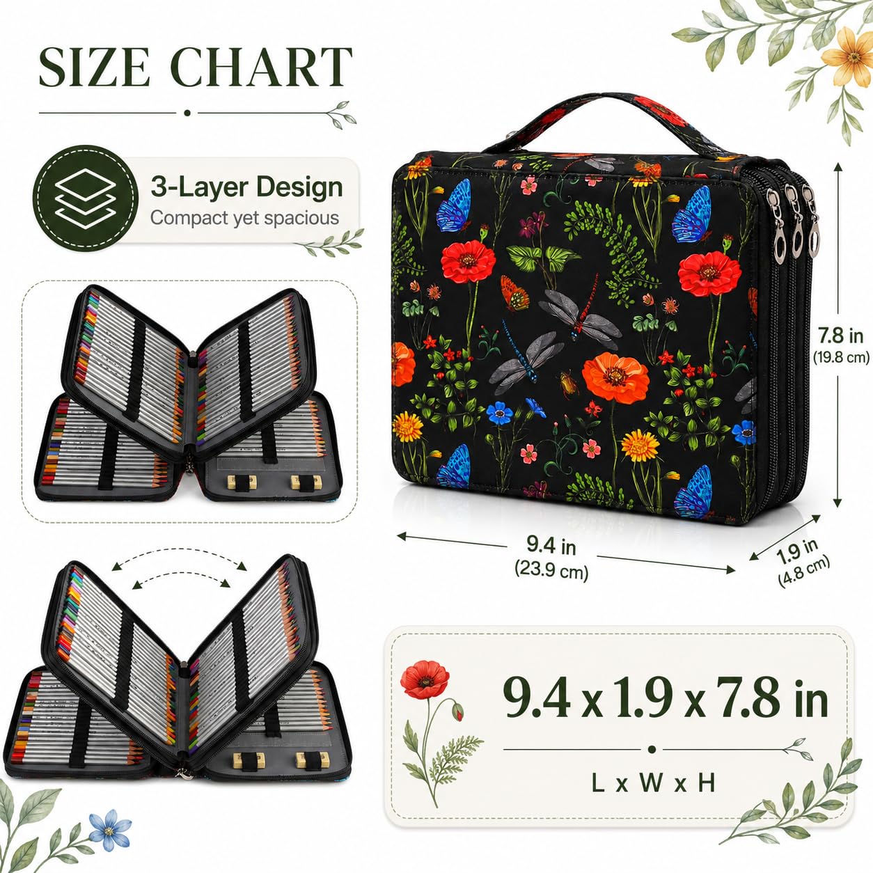 Lbxgap 200 Slots Colored Pencil Case Organizer, 4 Layer Bag