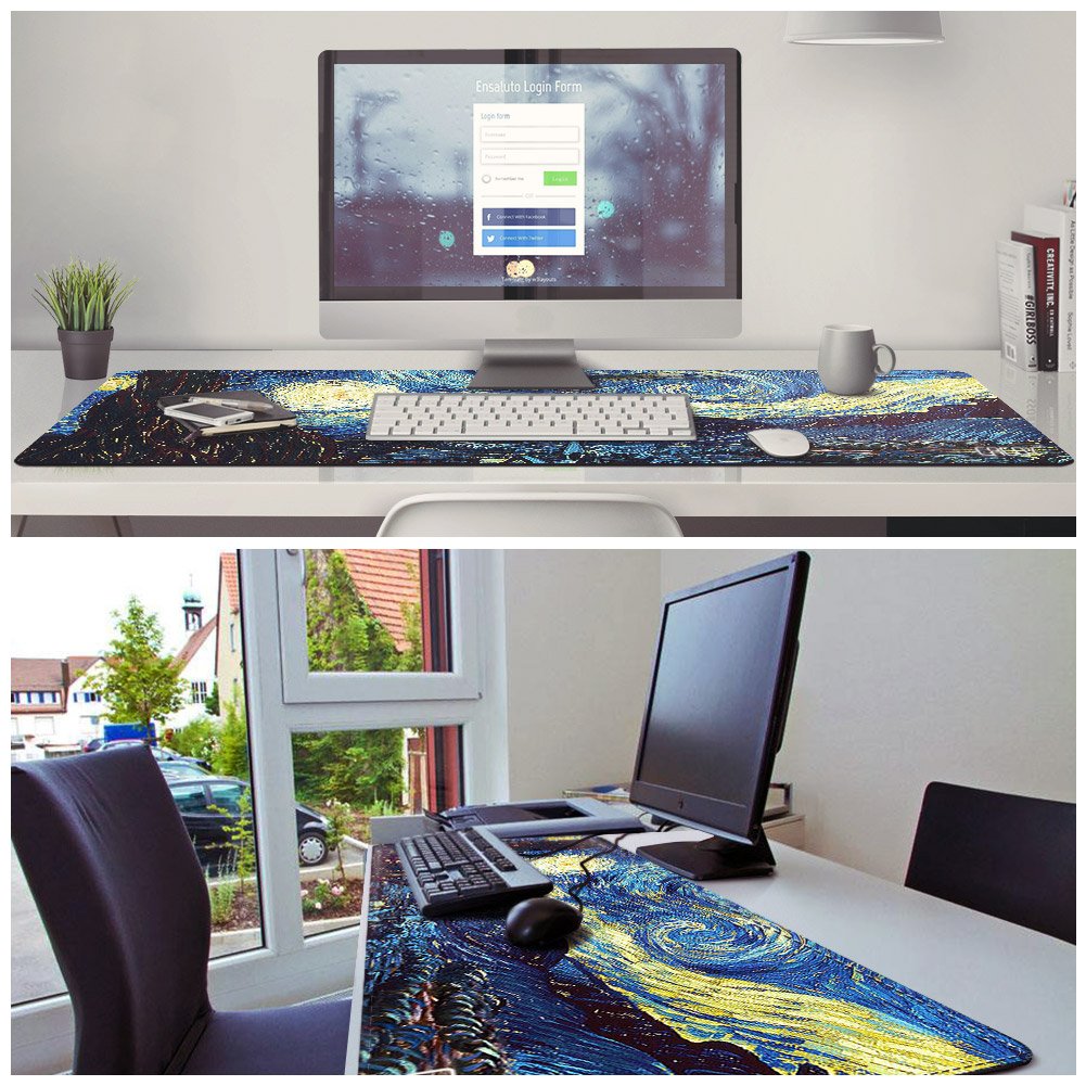 Cacoy Gaming Mouse Pad, 40"x16" Large Non-Slip Rubber Base Mousepad, XXL Extended Keyboard Mouse