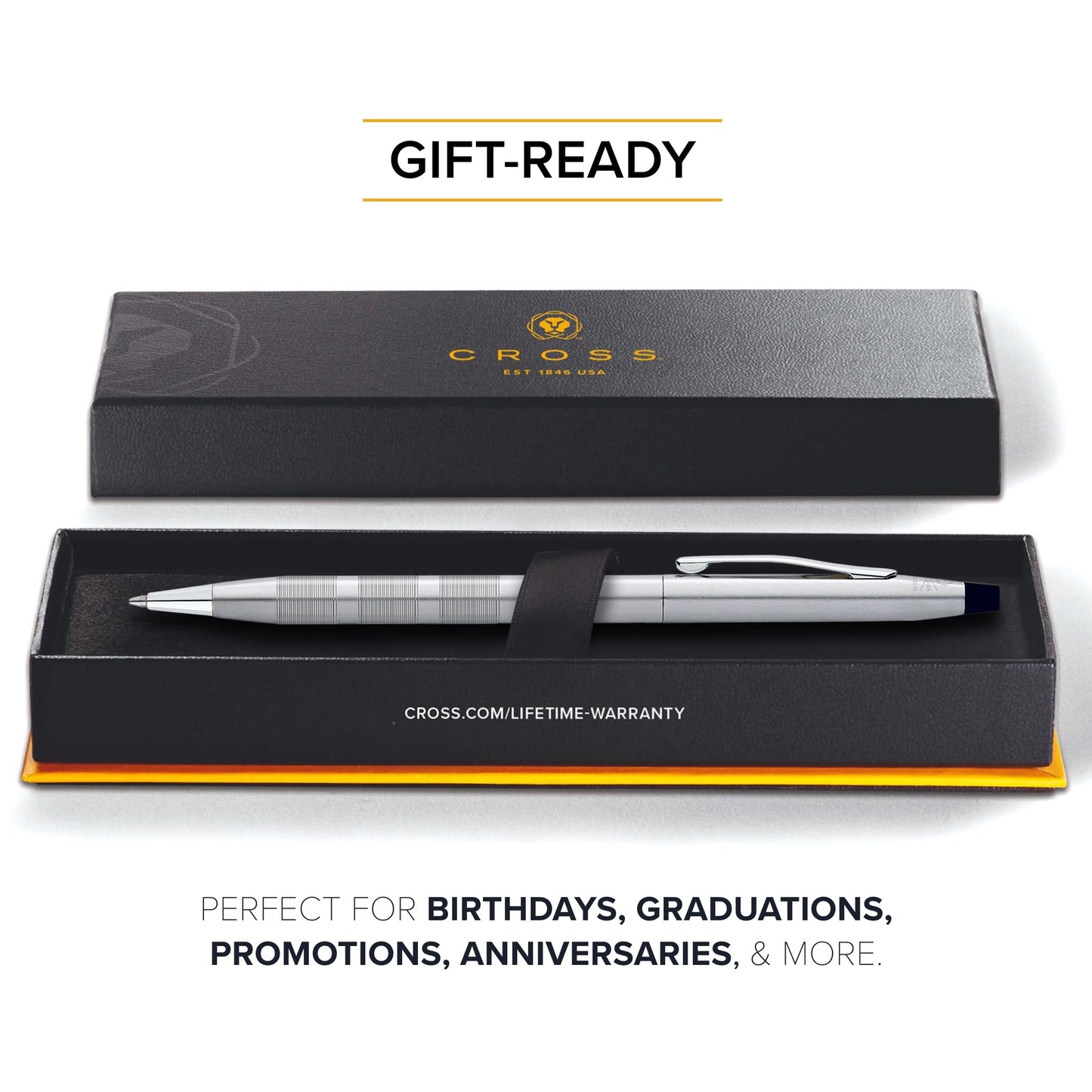 Cross Classic Century Diamond Cut Satin Ballpoint Pen, Black Ink