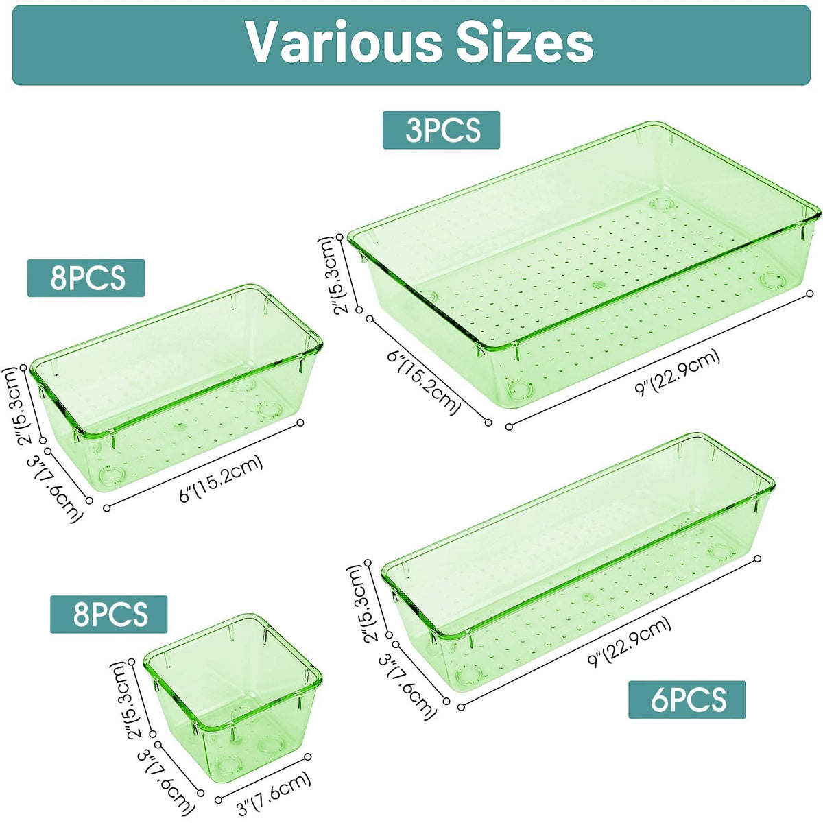 25 PCS Plastic Drawer Organizer Set, Makeup Organizers and Storage Bins