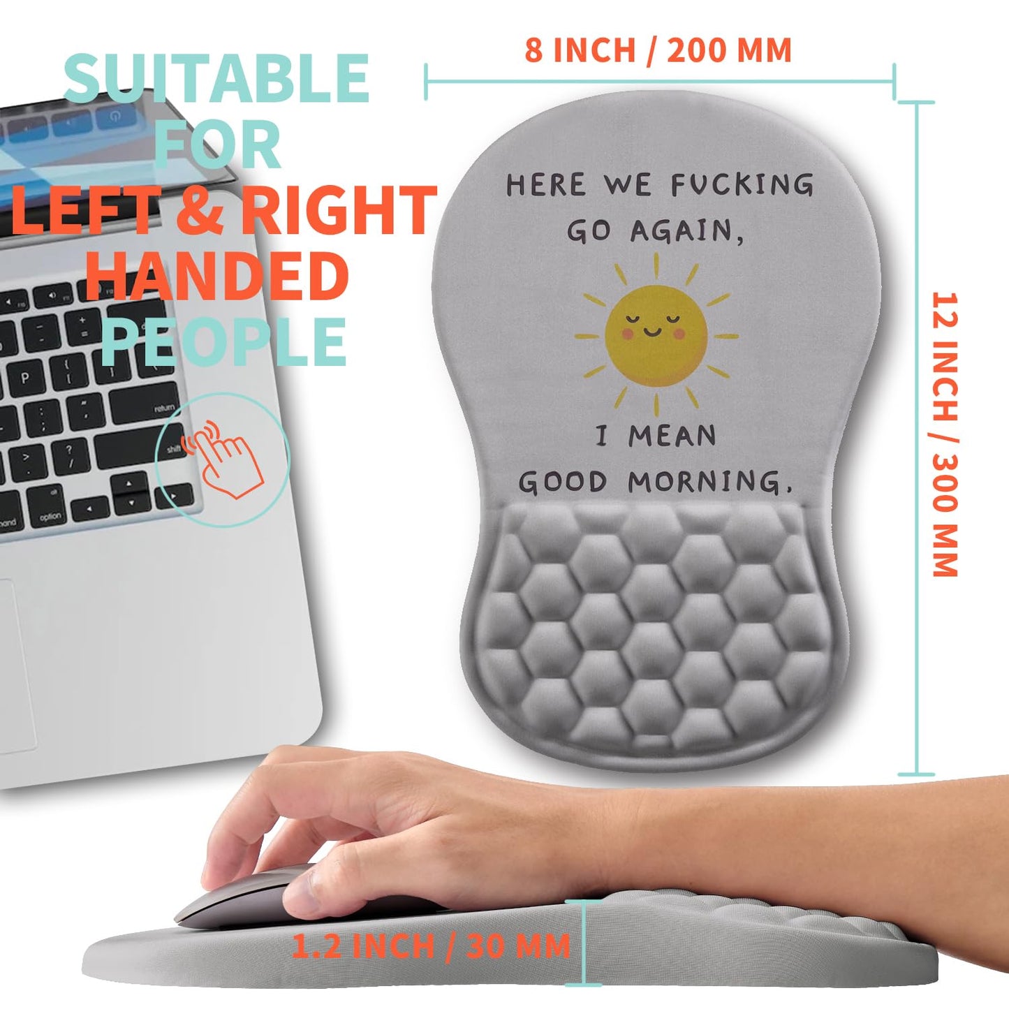 Kuosgm Ergonomic Mouse Pad Wrist Support with Memory Foam Massage Bulge, Carpal Tunnel Pain Relief