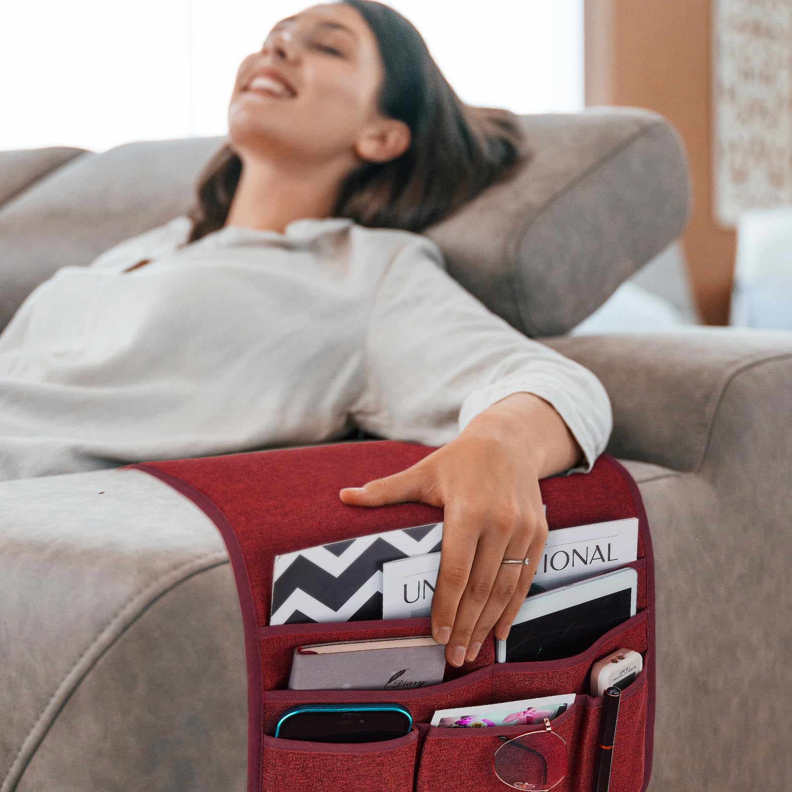 Teniux Remote Control Holder GRS Certified Armchair Caddy for Recliner Couch, Recycled Material