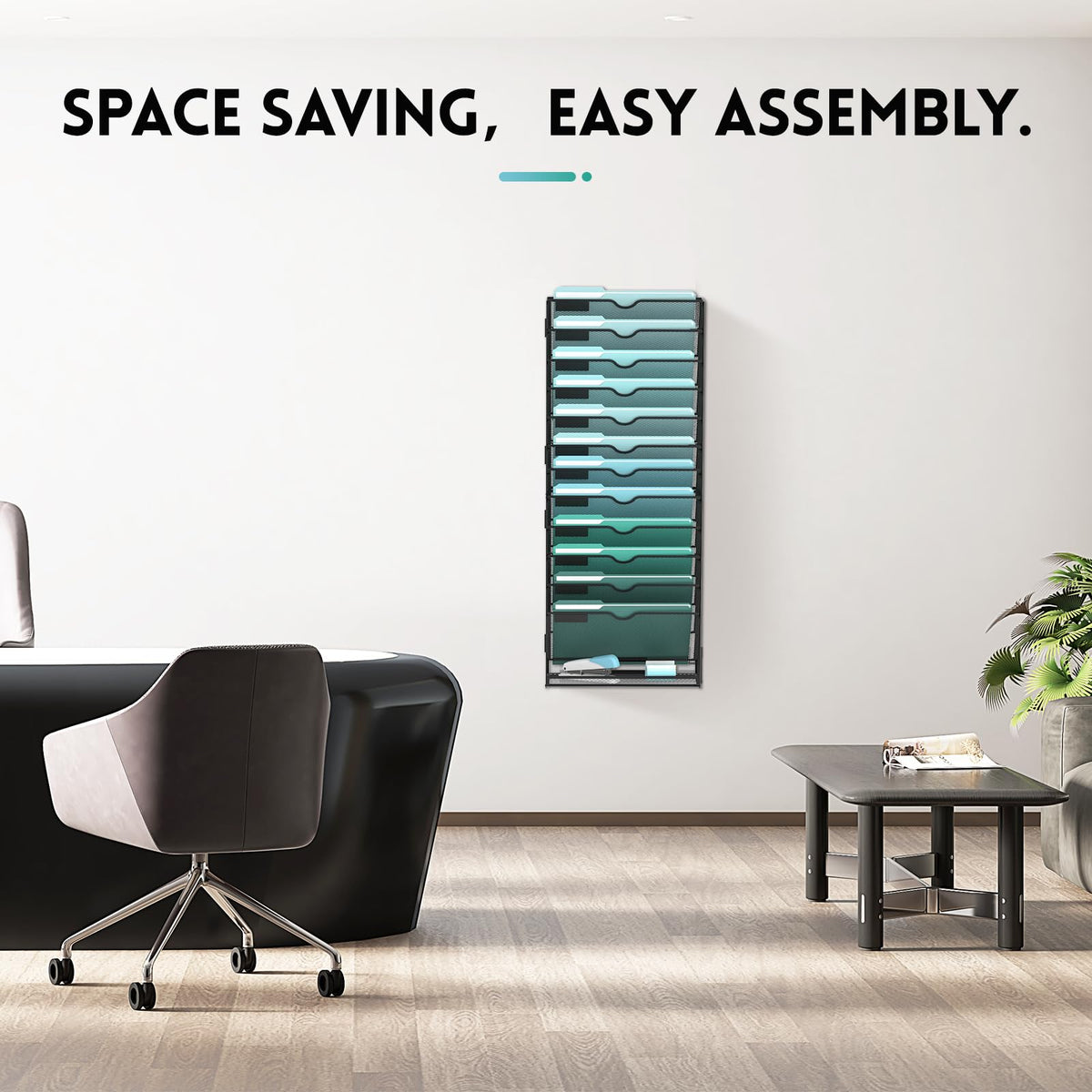SUPEASY 13-Tier Wall File Organizer, Wall Mounted Mail Sorter, 2 Pack