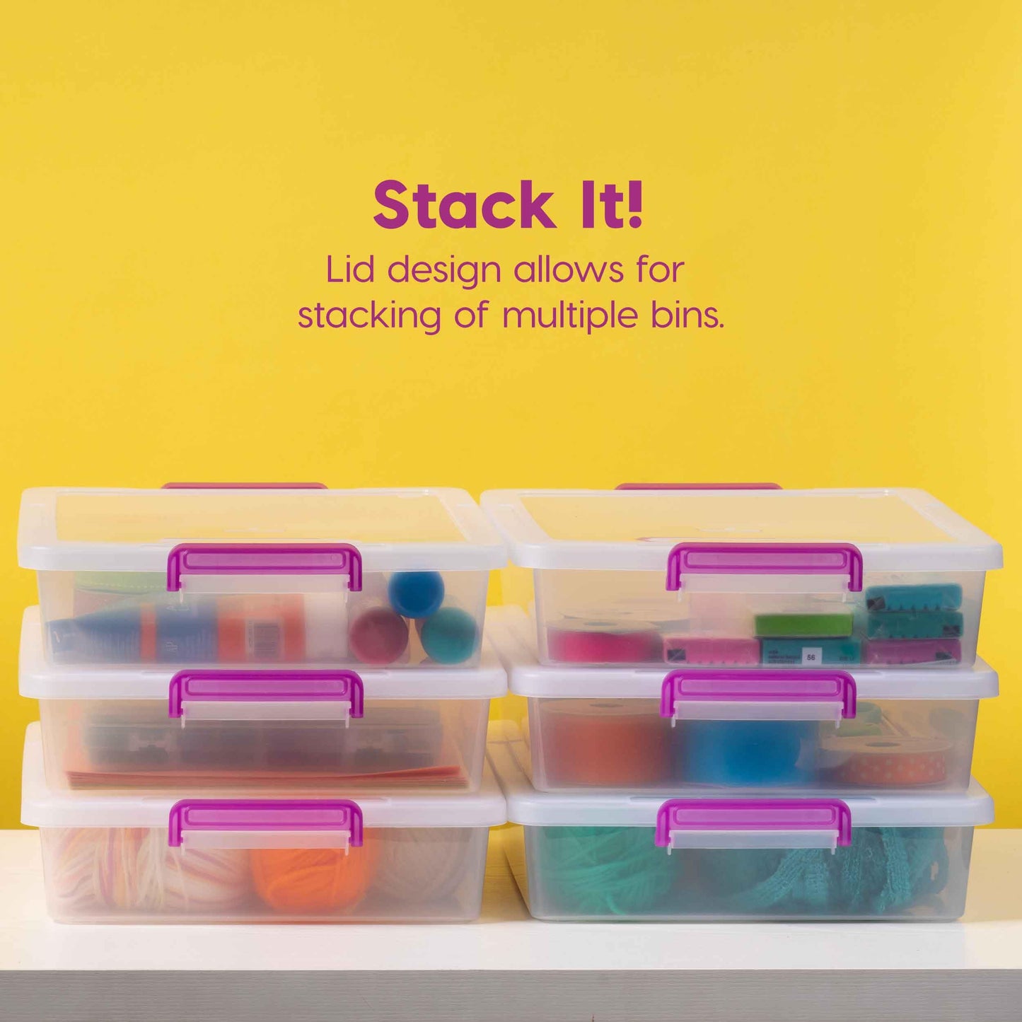IRIS USA Storage Bins with Lids |Made in USA| 6 Qt - (6-Pack) - Clear