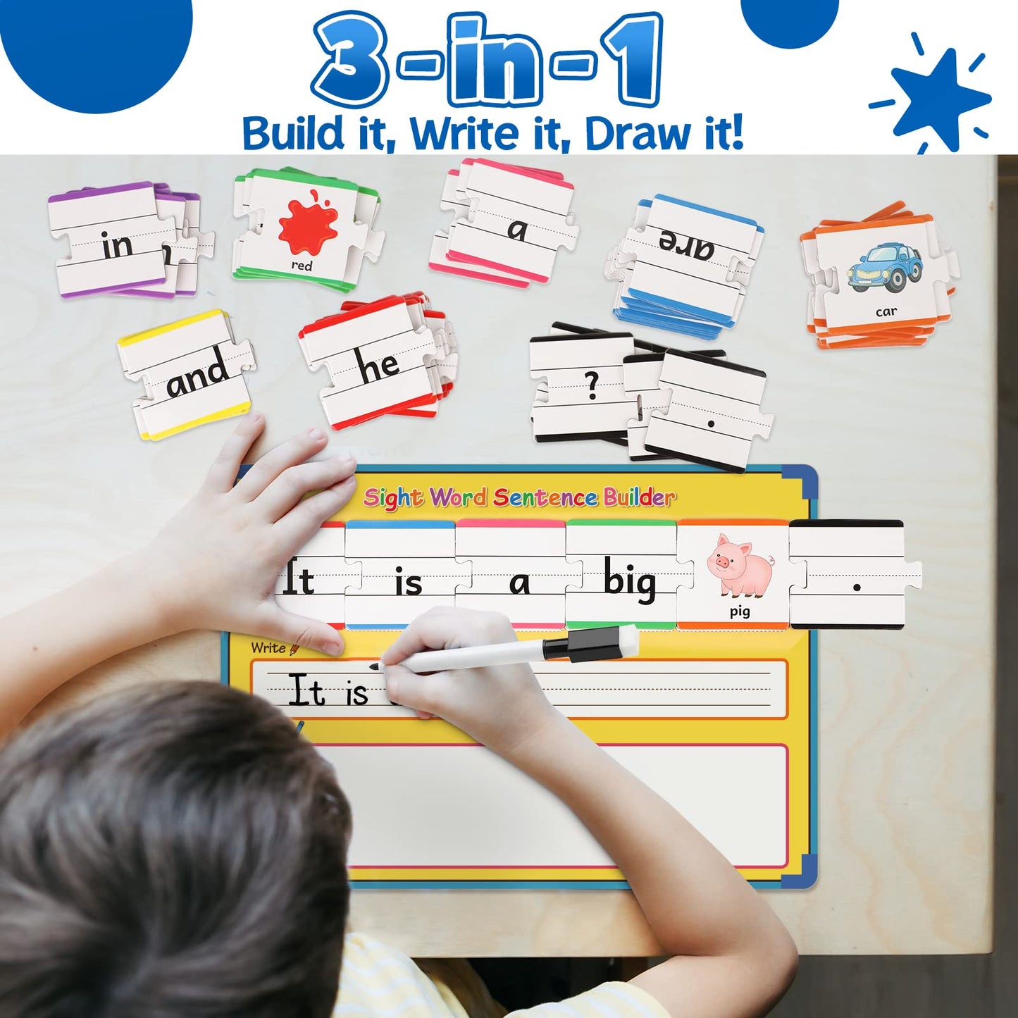 Aizweb Sentence Building Games,Phonics Puzzles for Kids Ages 5-8,Montessori Phonics Reading