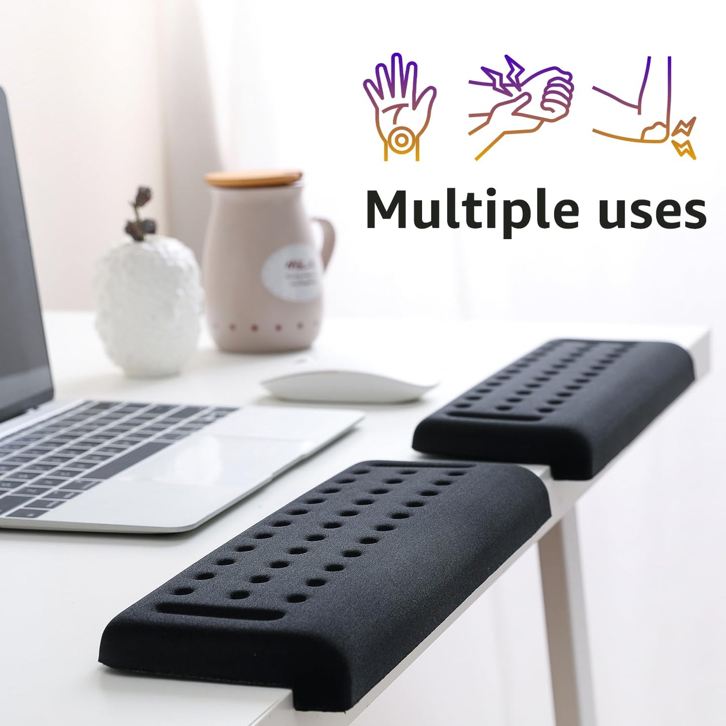 L-Shaped Desk EdgeRest, 2-Piece Set, Plam & Wrist & Forearm & Elbow Comfort Support for Table or