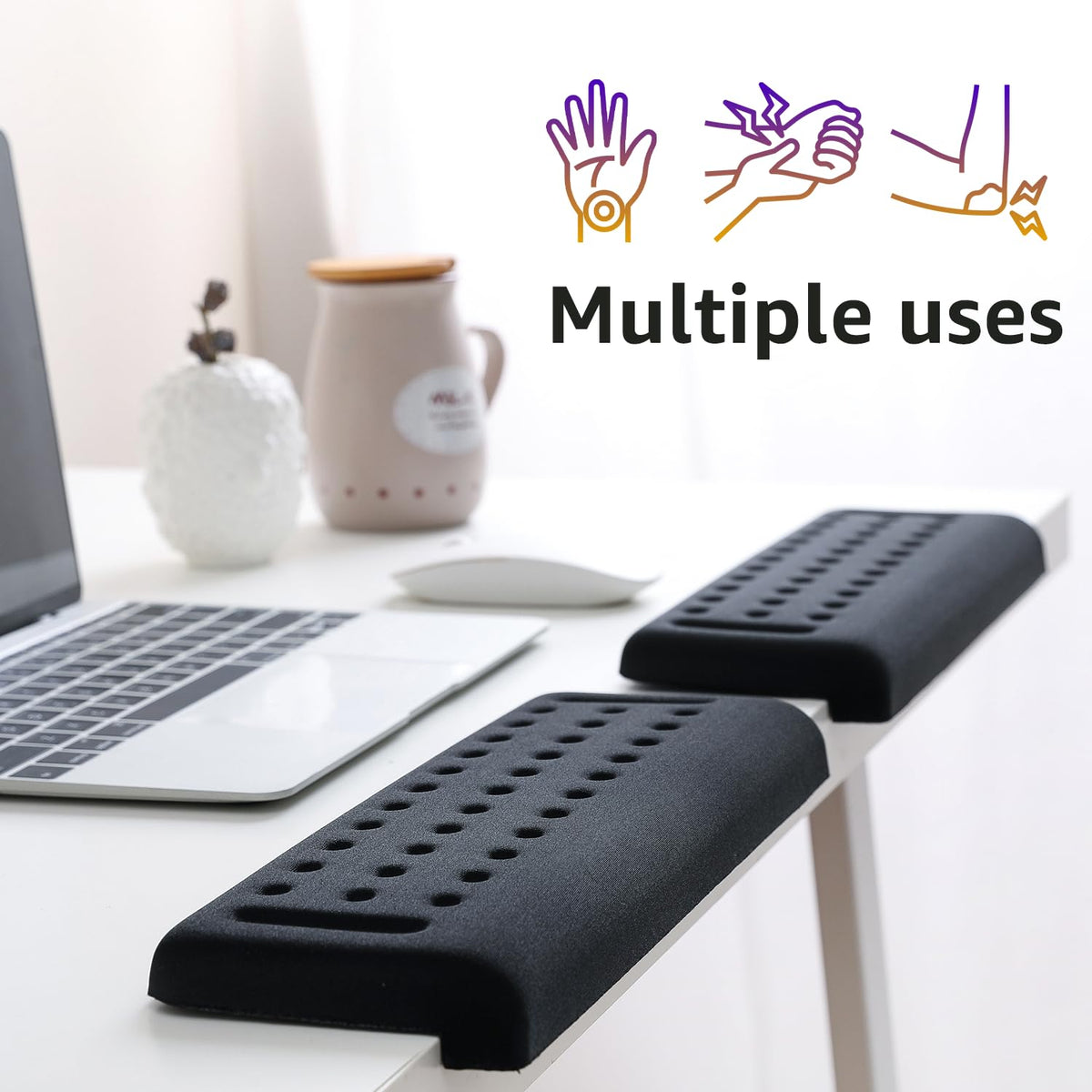 L-Shaped Desk EdgeRest, 2-Piece Set, Plam & Wrist & Forearm & Elbow Comfort Support for Table or