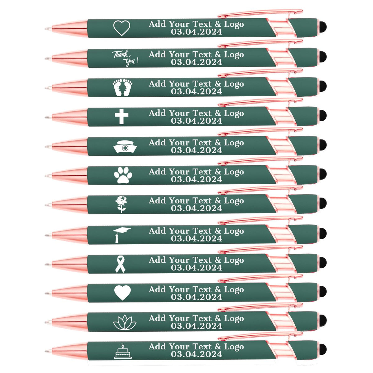 LMJUEJIN Personalized Pens with Name or Logo - Black Ink - 12 pcs Metal Custom Ballpoint Pen with