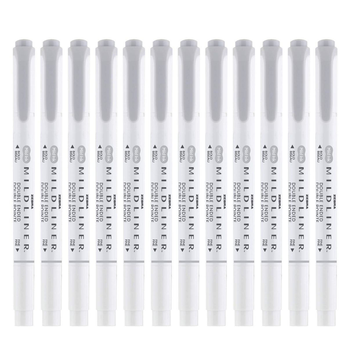 Zebra Pen MILDLINER No Bleed Highlighter, Gray Color, Dual Tip, 12-Pack