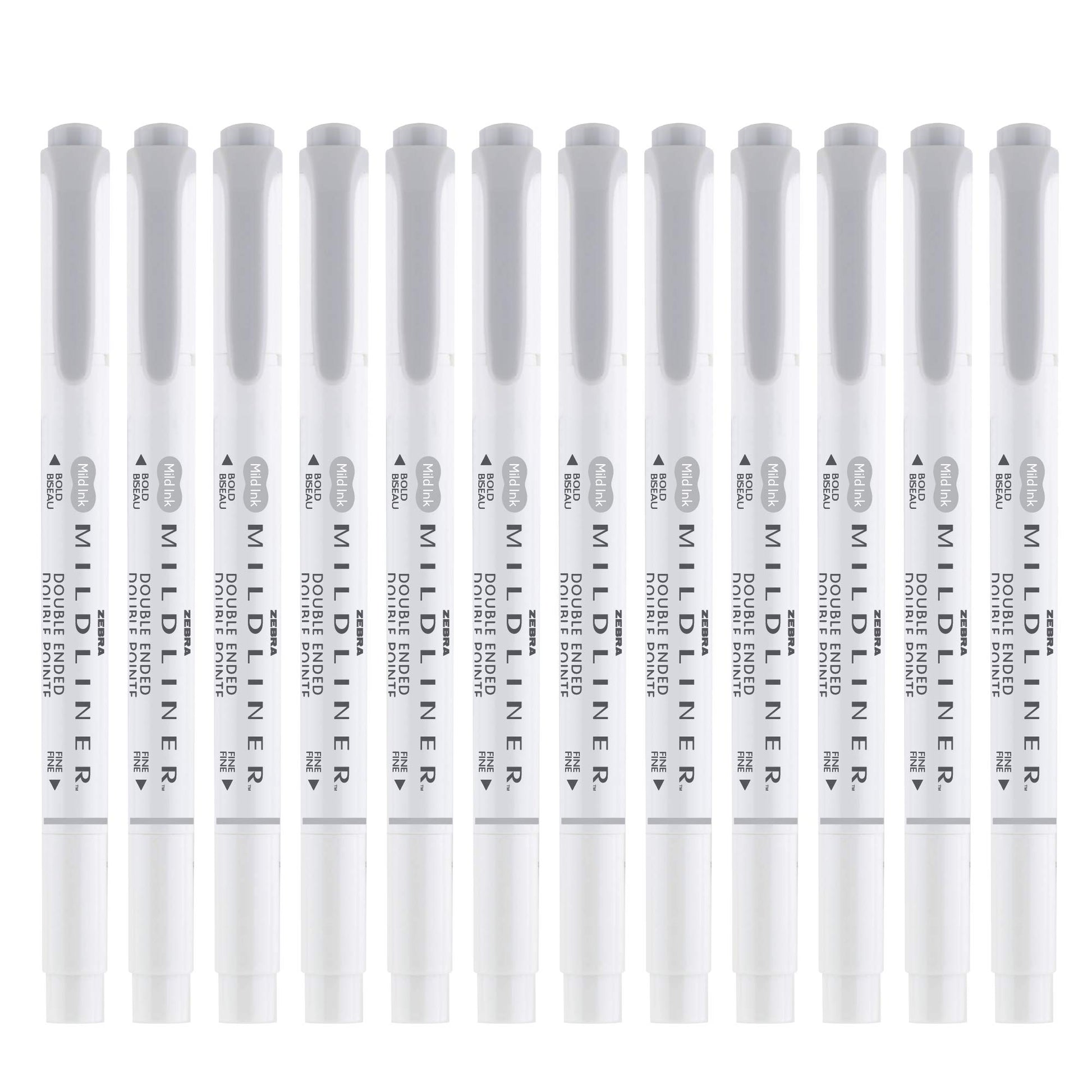 Zebra Pen MILDLINER No Bleed Highlighter, Gray Color, Dual Tip, 12-Pack