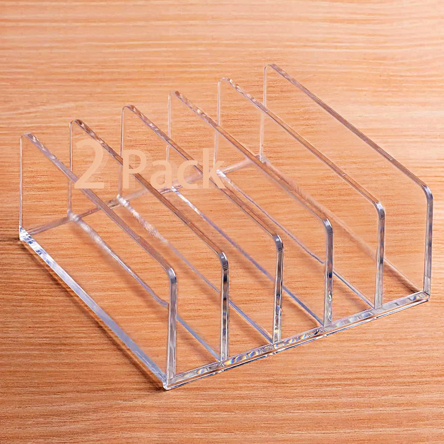Halyuhn Acrylic Mail Organizer for Sorting Mail, Business Card 2Pack, 5 Slots Mail Holder for