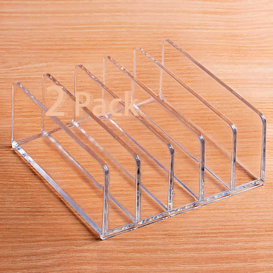 Halyuhn Acrylic Mail Organizer for Sorting Mail, Business Card 2Pack, 5 Slots Mail Holder for
