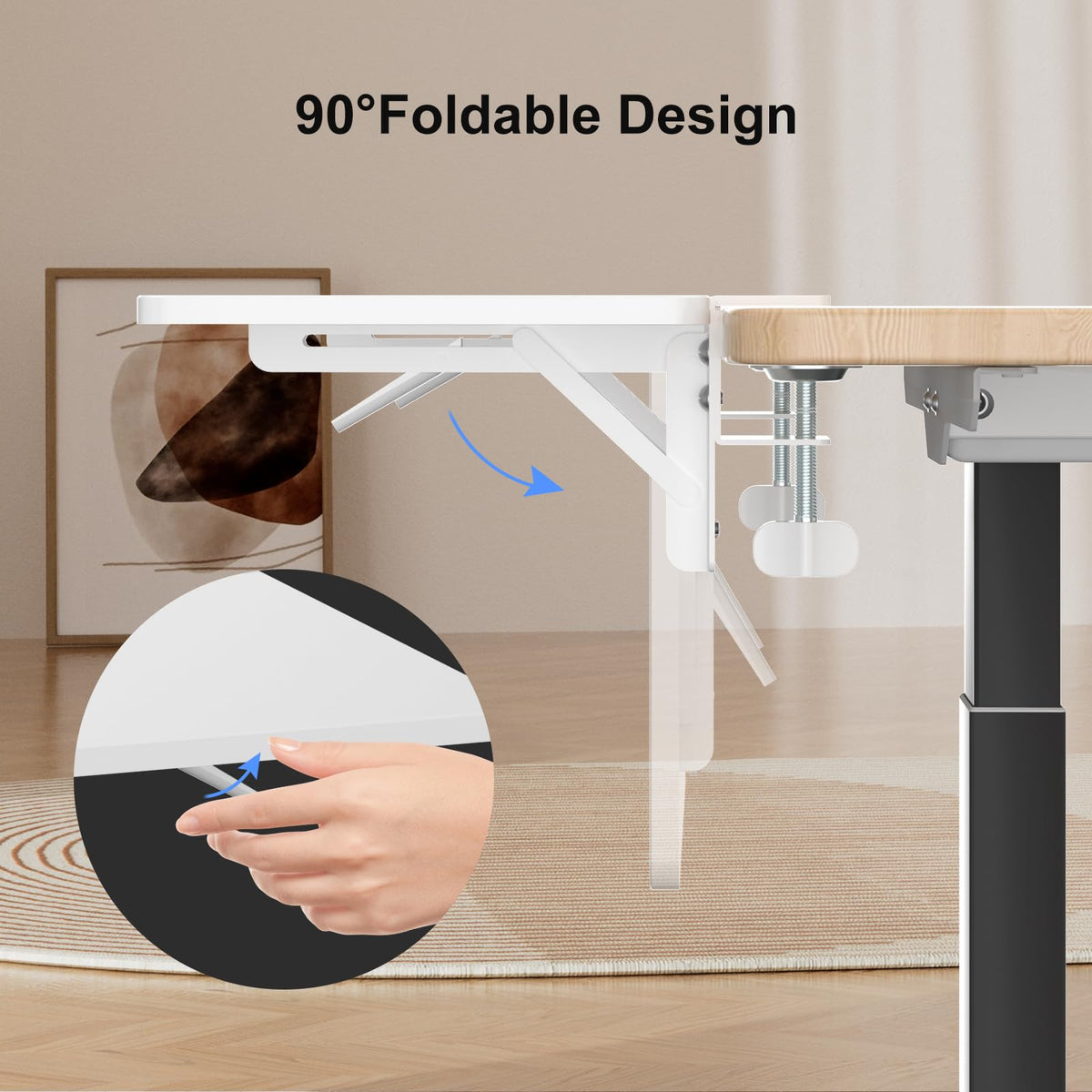 Suptek Clamp-on 9.5 x 23.6 inch Desk Extender, Wrist Support, Foldable Keyboard Tray Platform