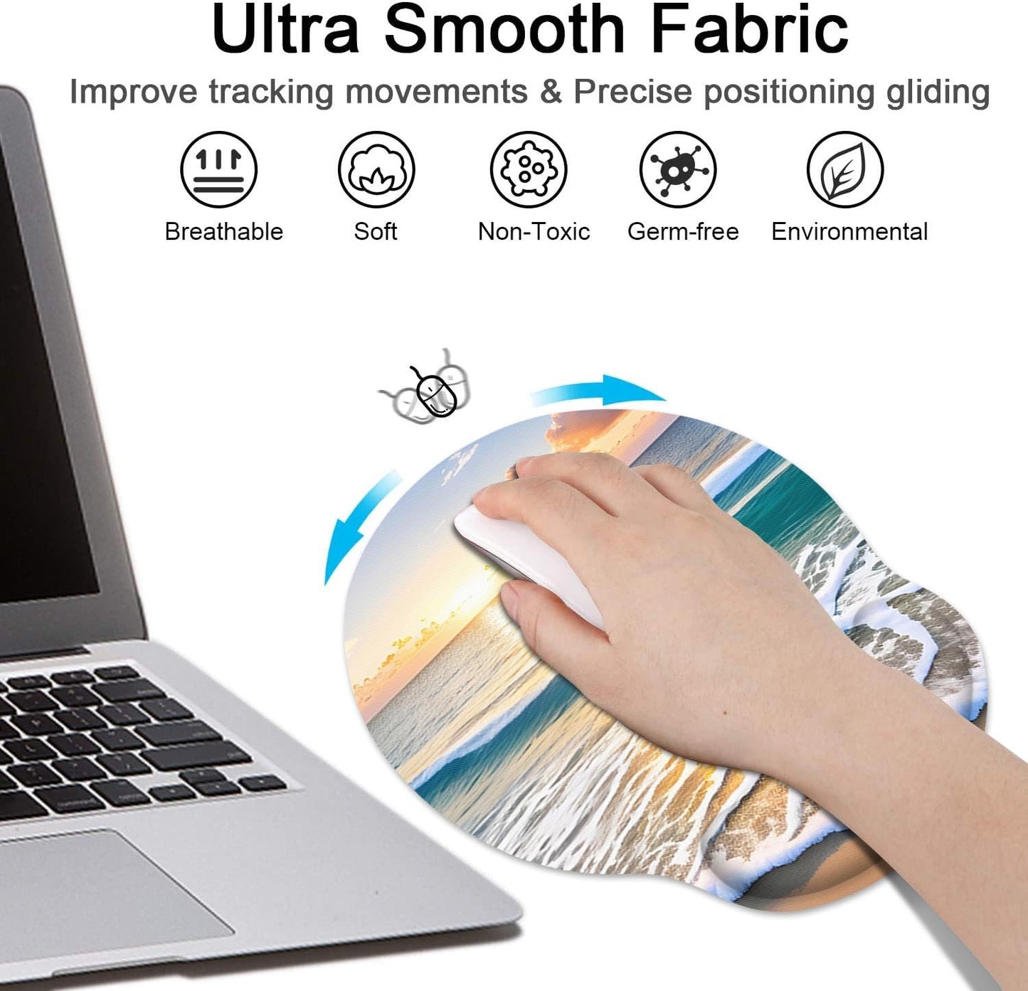 Britimes Ergonomic Mouse Pad Set with Wrist Rest, Beach Summer Sun