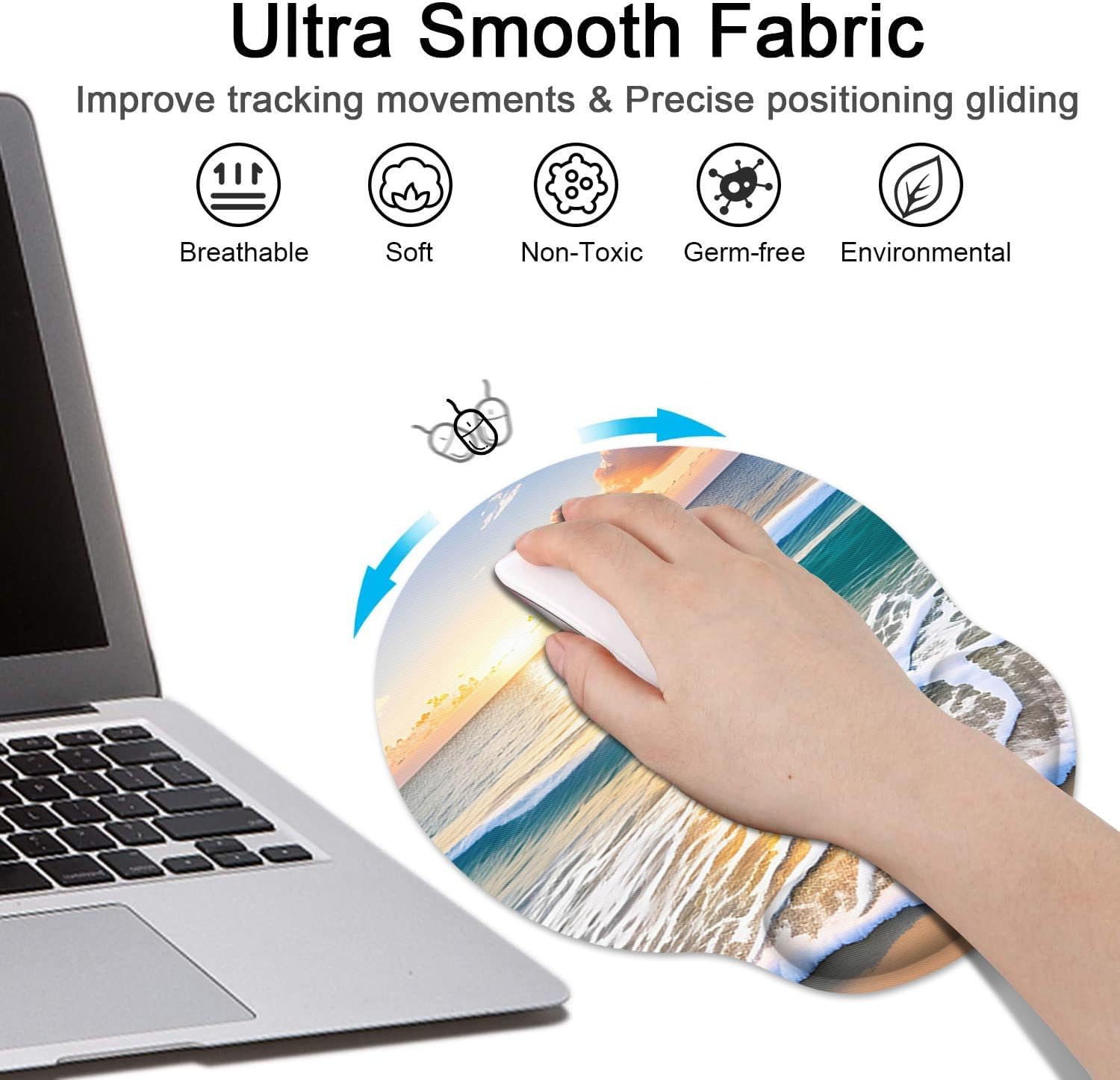Britimes Ergonomic Mouse Pad Set with Wrist Rest, Beach Summer Sun