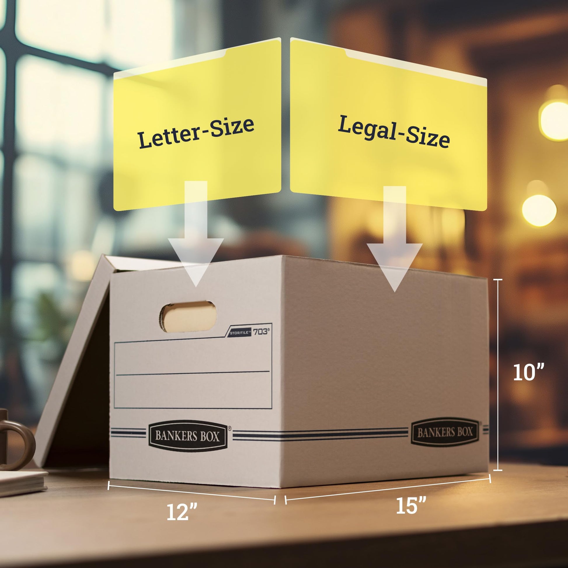 Bankers Box 4-Pack Basic-Duty File Storage Box with Lid, Letter/Legal
