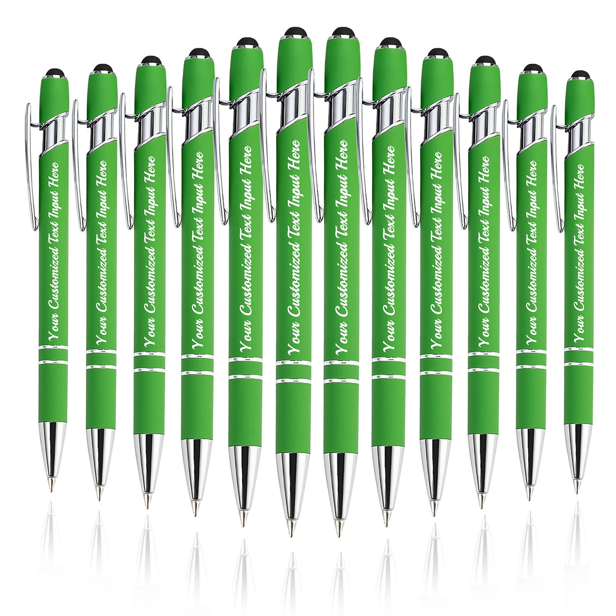 Betenshtresk Personalized Ballpoint Pen 12pcs, Custom Pens Free Engraved Bulk with Name Logo, Soft