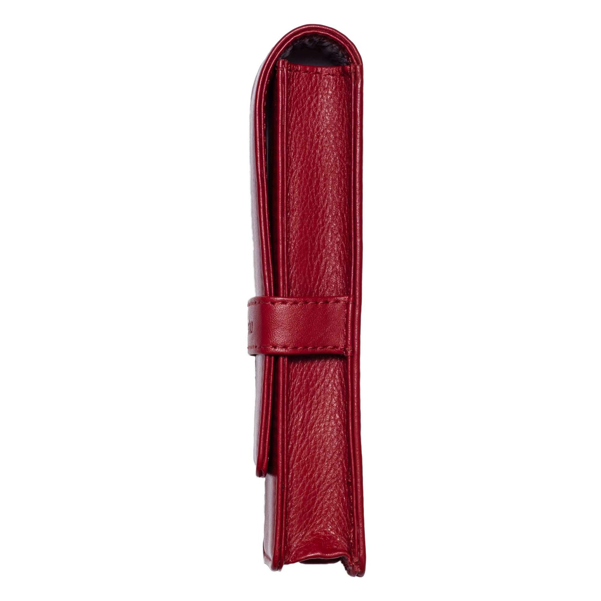 DiLoro Leather Double Pen Case Pencil Pouch Holder for Two Fountain Ballpoint Rollerball Pens and