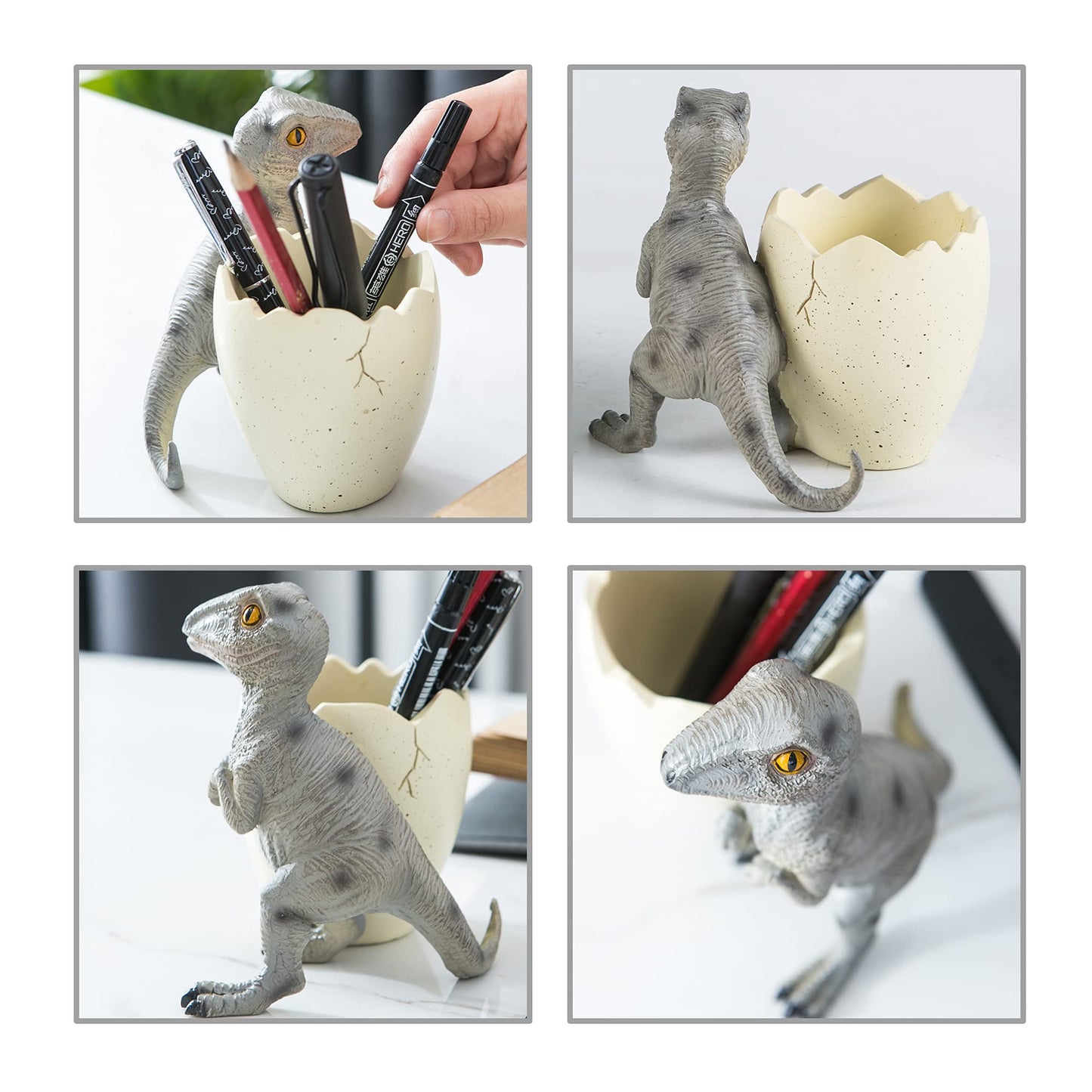 Banllis Dinosaur Pen Holder & Pencil Holder for Desk, Jurassic Park Decor