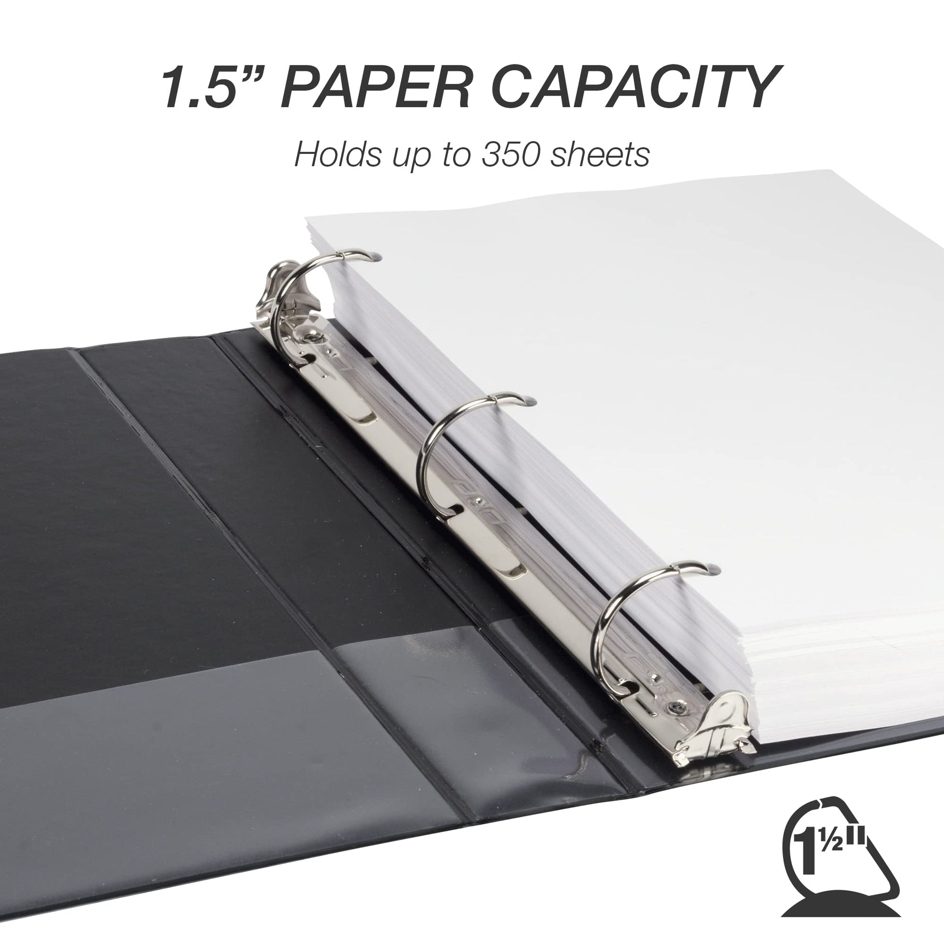 Samsill Durable 1.5 inch 3 Ring Binder, D Ring Binder, 100% Recycled Chipboard, Basis Assortment, 4