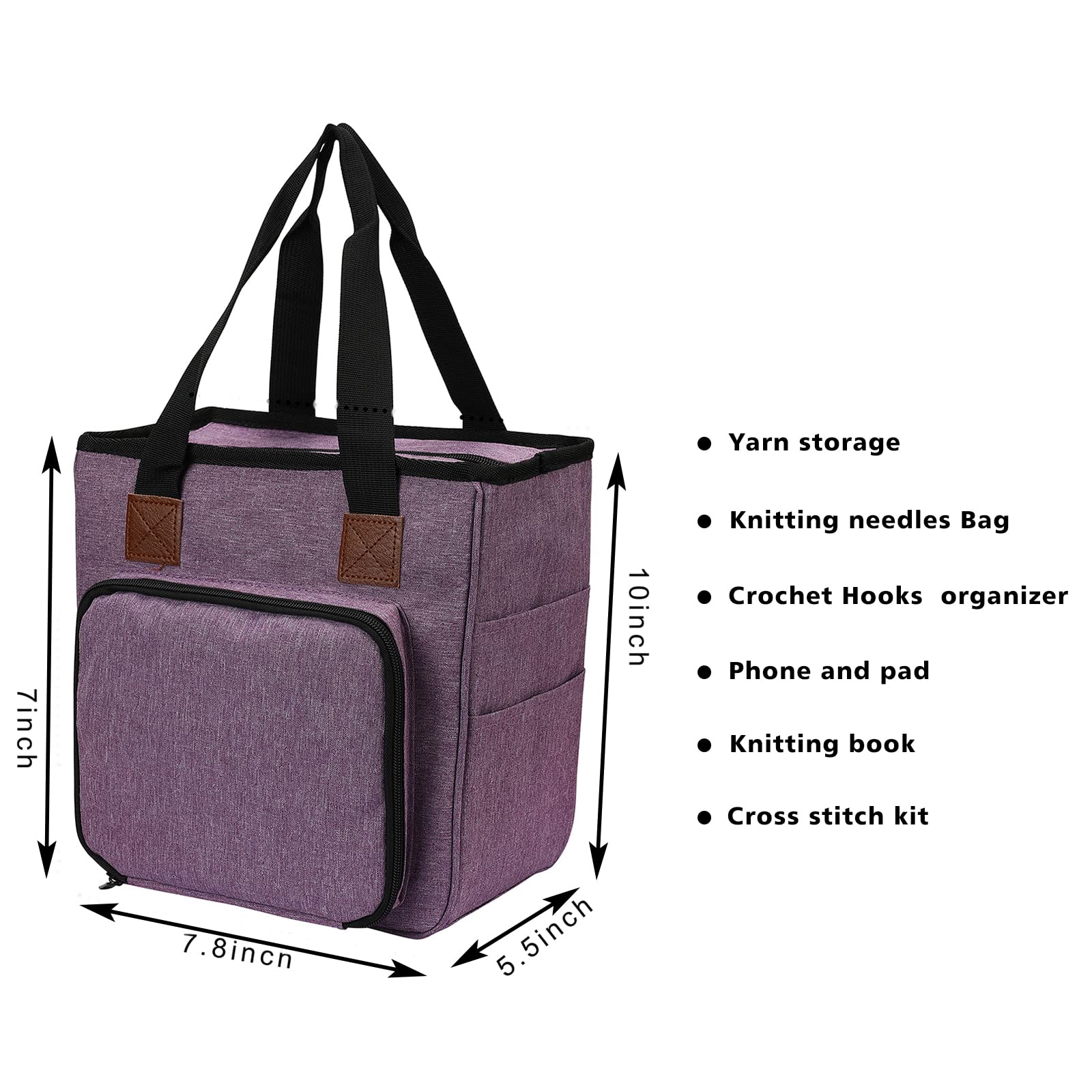 KOKNIT Yarn Storage Containers, Durable Portable Travel Craft Tote Bag with Inner Divider for Yarn