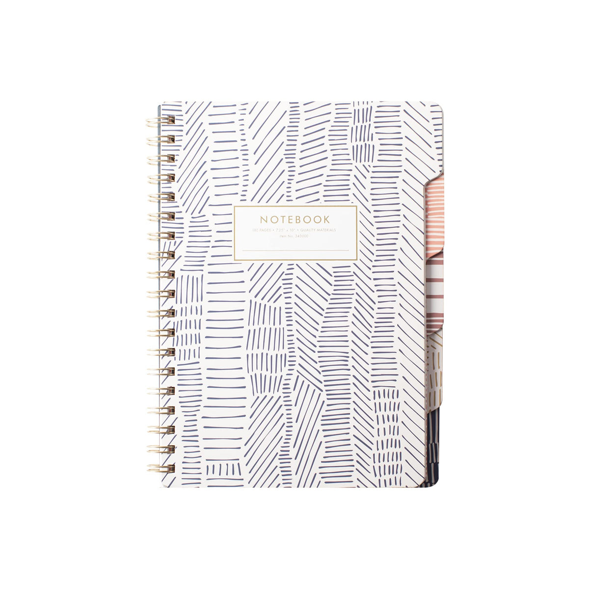 Fringe Studio Large Tab Notebook,"Tribal Lines", Flexible Paperback Cover, College Ruled, 5