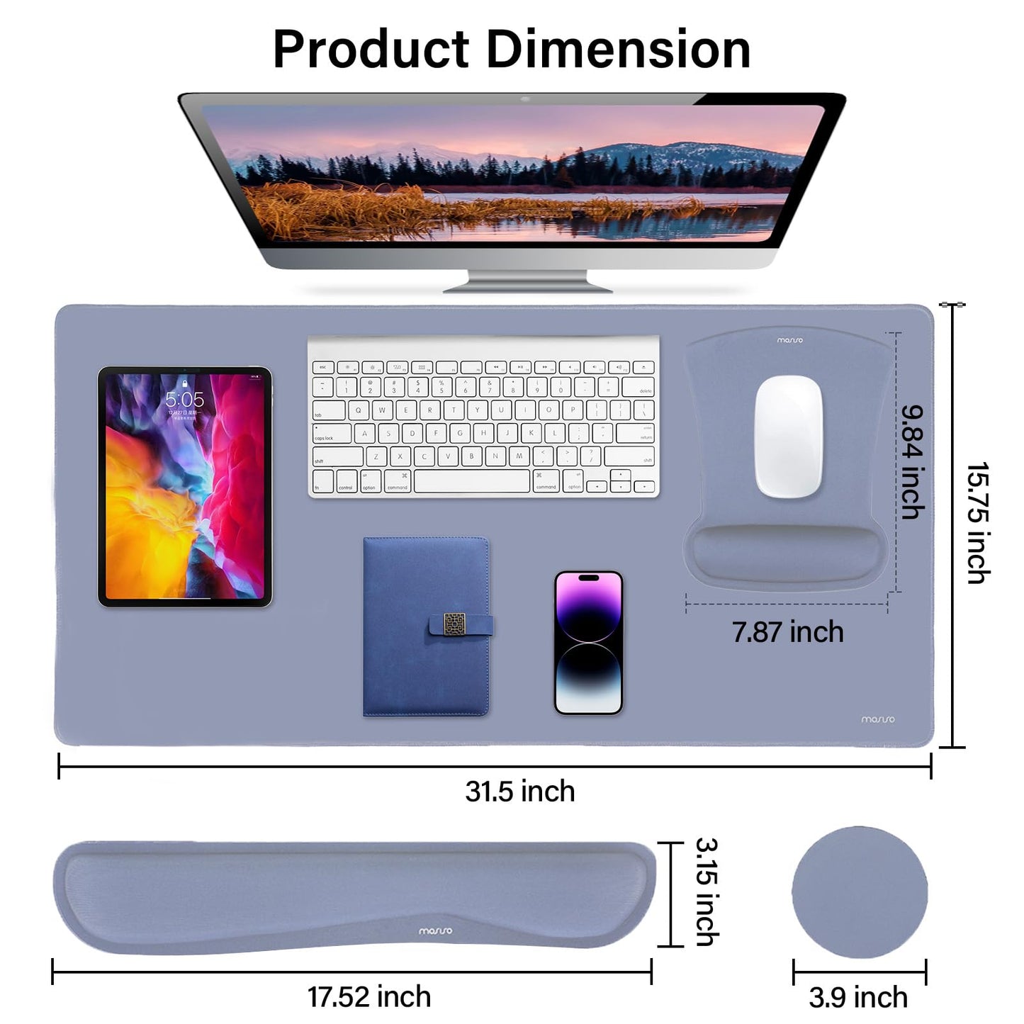 MOSISO Keyboard Mouse Pad Set, Large Gaming Mousepad&Keyboard Wrist Rest