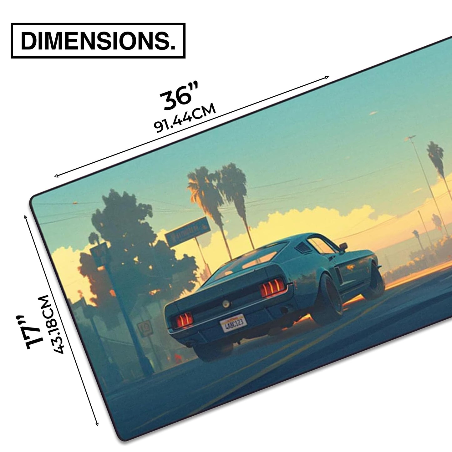 MPCO. Mitsukis-Mustang Large Gaming Desk Pad, 36" x 17" Duraglyde Desk Mat