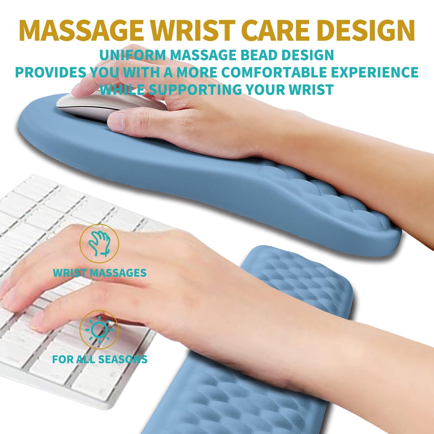 Hokafenle 2 in 1 Ergonomic Mouse Pad Wrist Support & Wrist Rest for Computer Keyboard Set, with