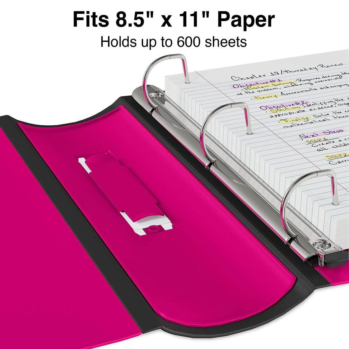 Staples Better Binder, 3 Inch D-Ring, Pink, 600 Sheets, 2-Pack
