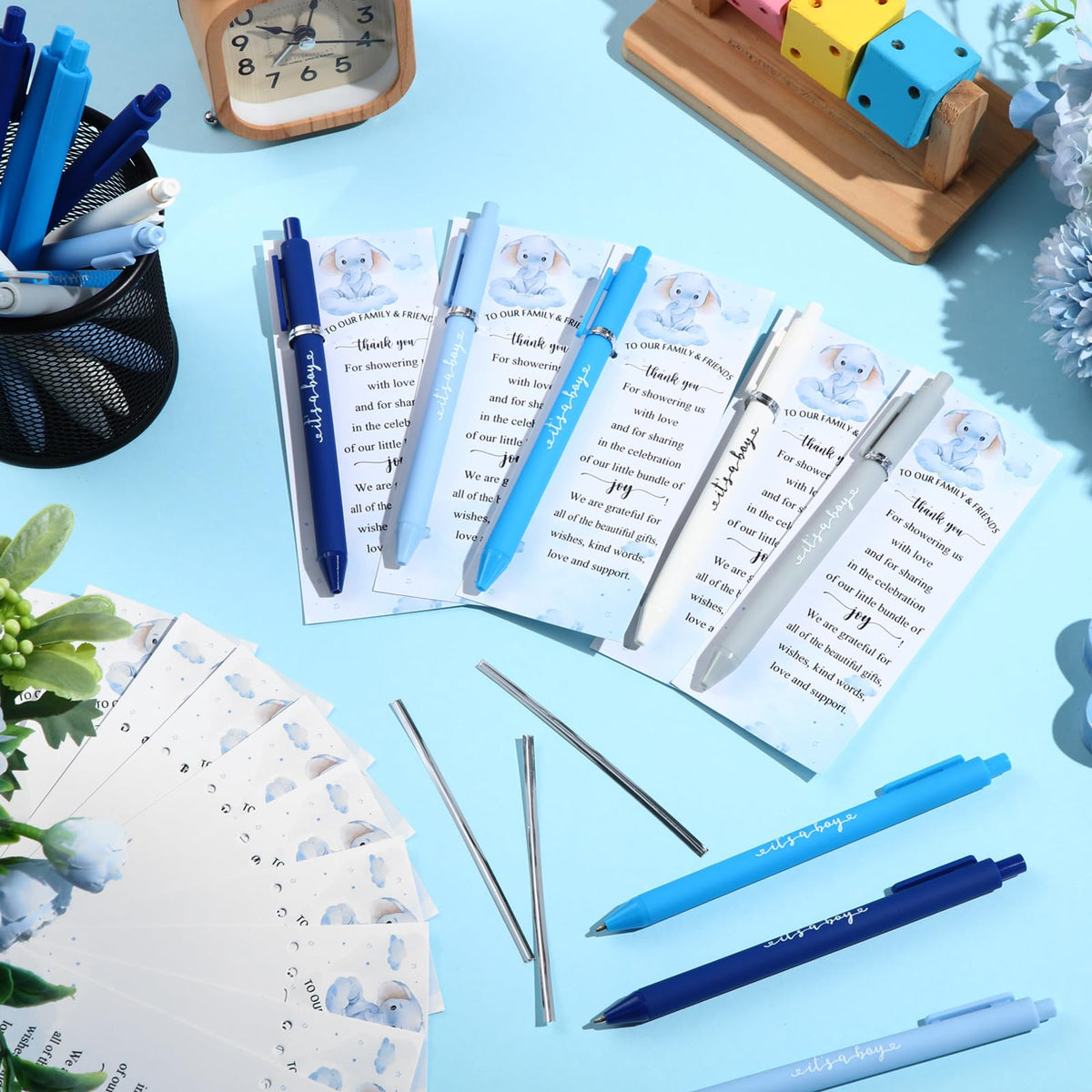 Engrowtic 50 Set Baby Shower Gifts Pens for Guests Bulk Baby Shower Party Favors Retractable