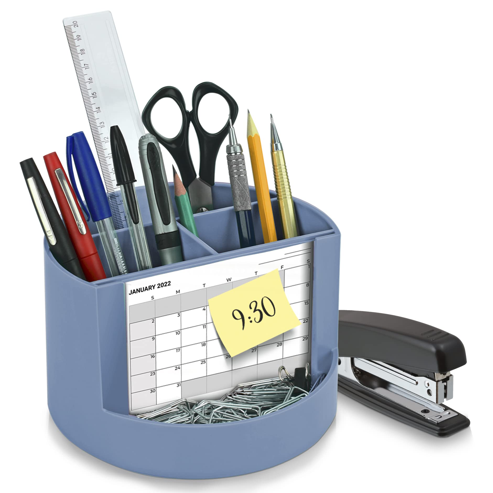 Acrimet Compact Desktop Organizer, 4 Spacious Slots, Round Pencil and Accessories Holder with Photo