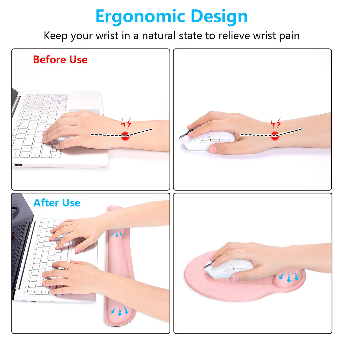 Dapesuom Keyboard Wrist Rest and Mouse Pad with Wrist Support, Memory Foam Cushion for Keyboard and