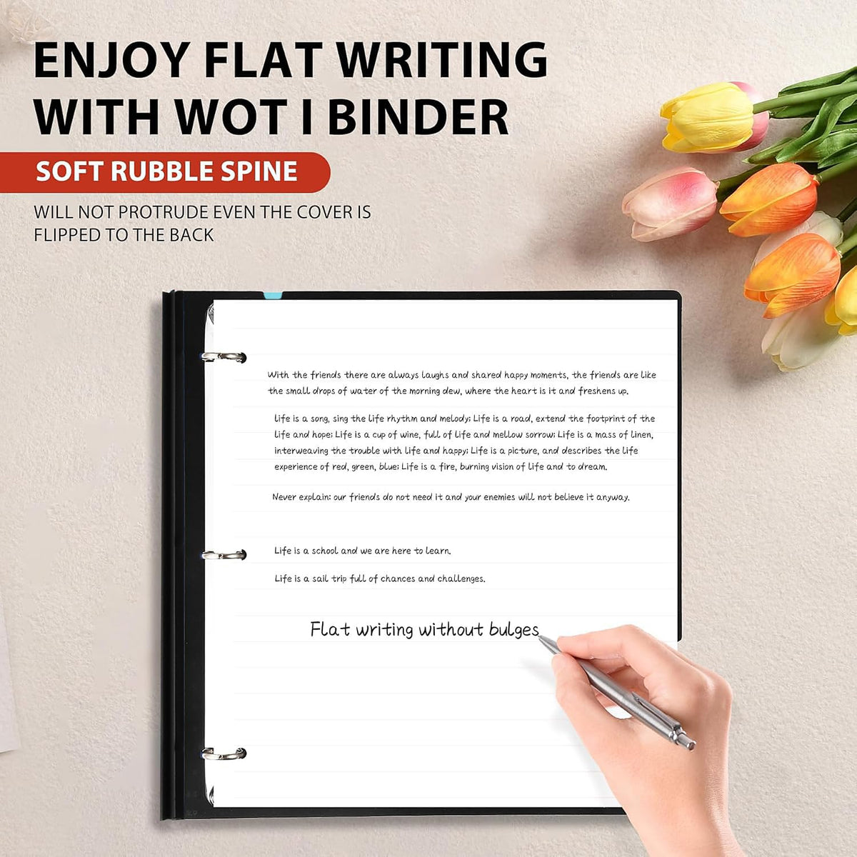 WOT I 6-Pack 1 Inch Telescoping 3 Ring Binder, Expandable Flexible Binder - Patented Design for