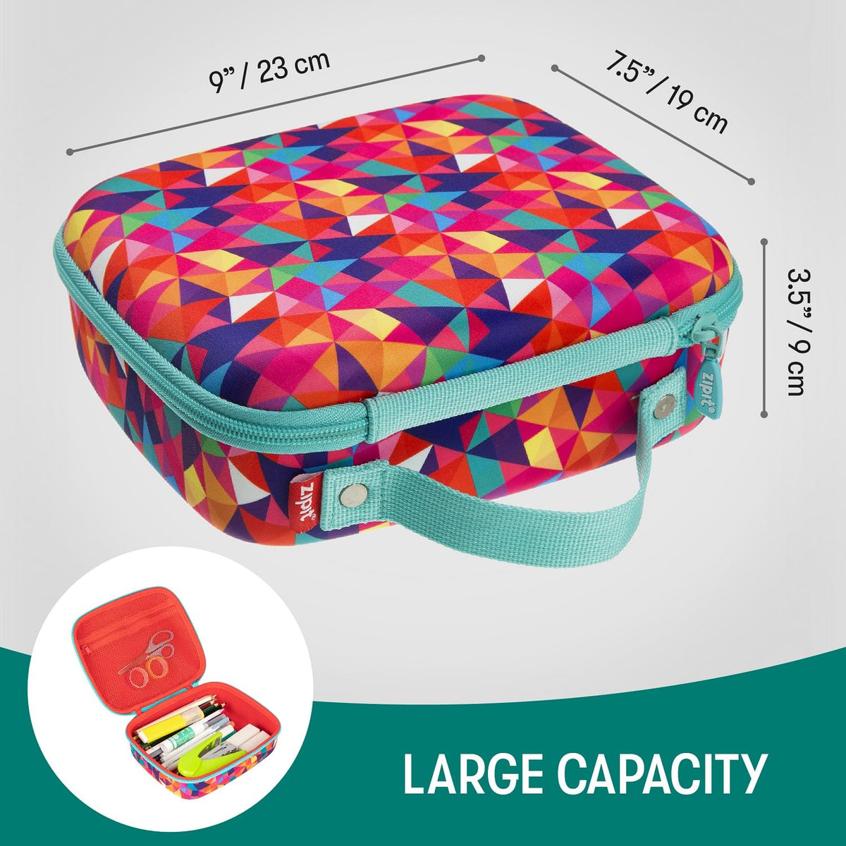 ZIPIT Jumbo Pencil Case, Cute Aesthetic Large Capacity Pencil Box, Colorful