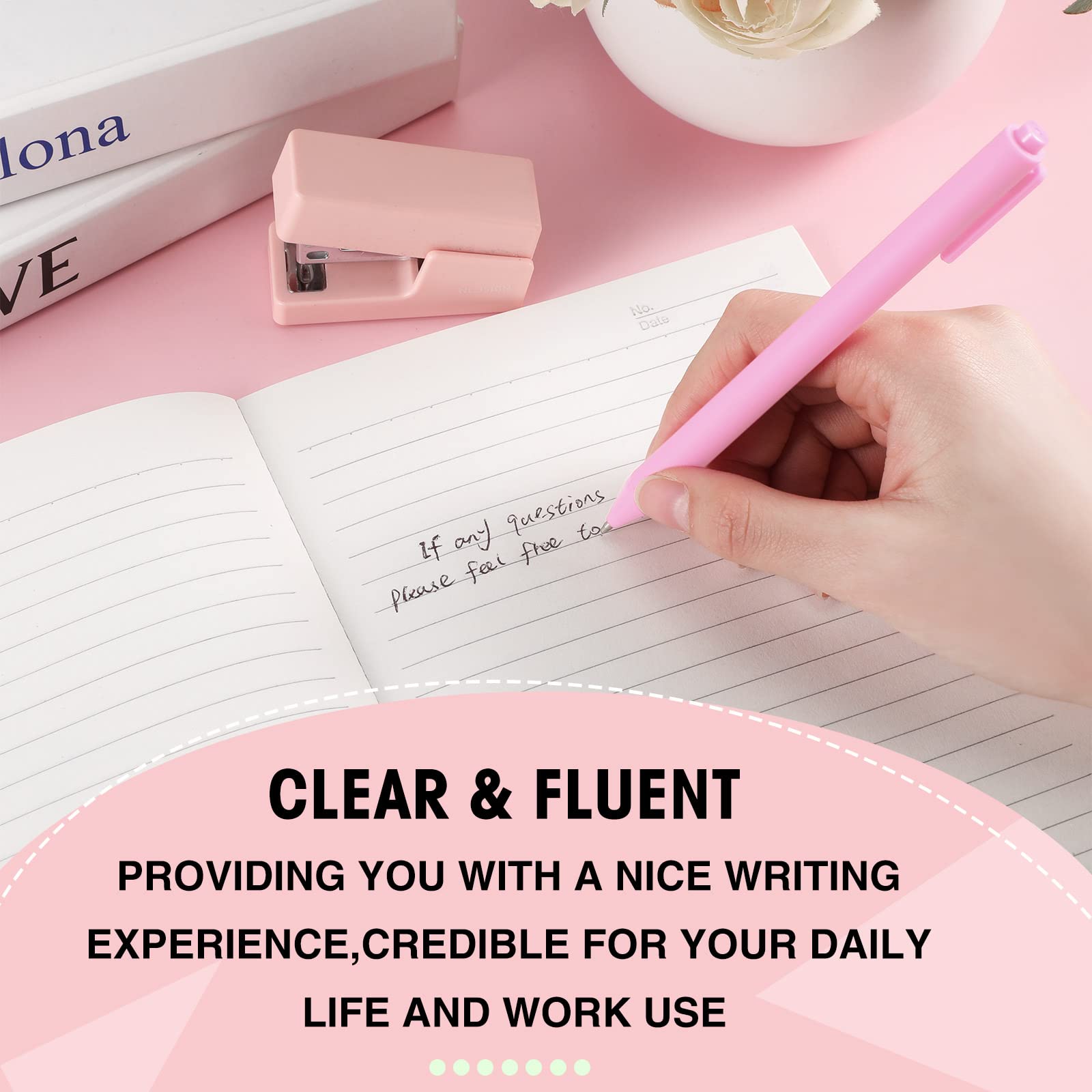 Teling 100 Pcs Ballpoint Pens Retractable Comfortable Cute Stylish Writing Pens in Medium Point 1.0