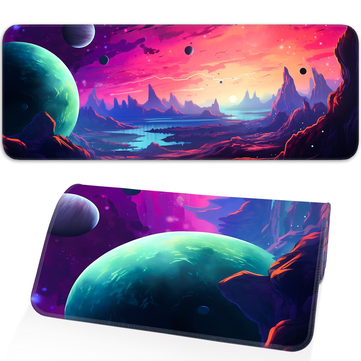 Opiuoezi Gaming Mouse Pad, Non-Slip Rubber Base, Stitched Edges, 31.5x11.8 Inch Large Mouse Pad for