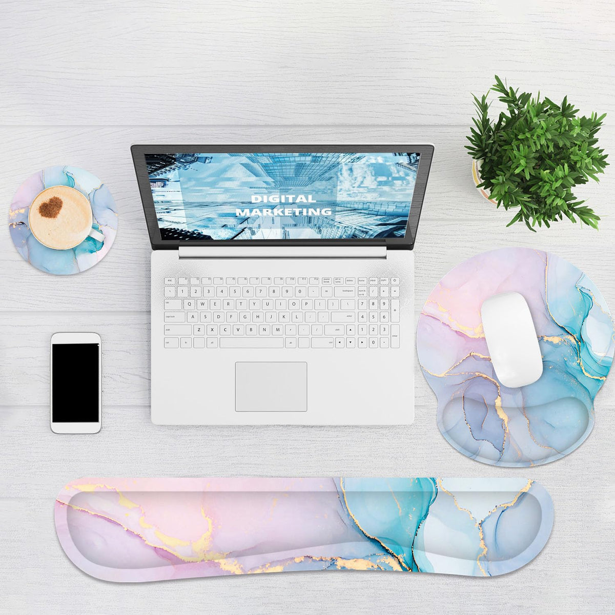 Ergonomic Mouse Pad with Wrist Rest and Keyboard Wrist Rest, Mousepad