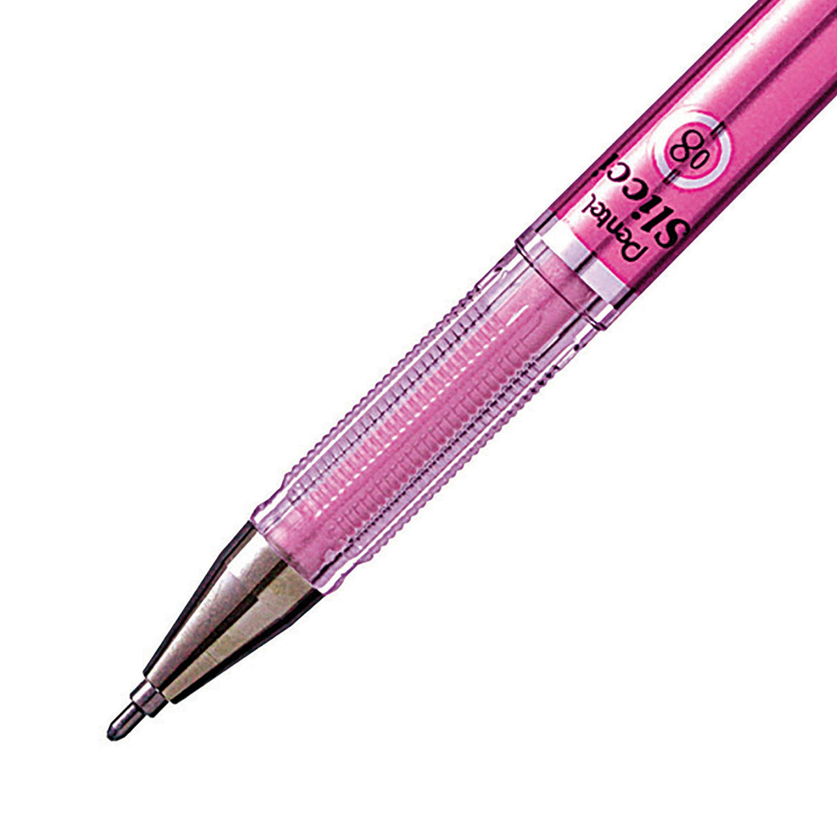 Pentel Arts Slicci Metallic 0.8 mm Needle Tip Gel Pen, Metallic Pink Ink, Box of 12 (BG208-Mp)