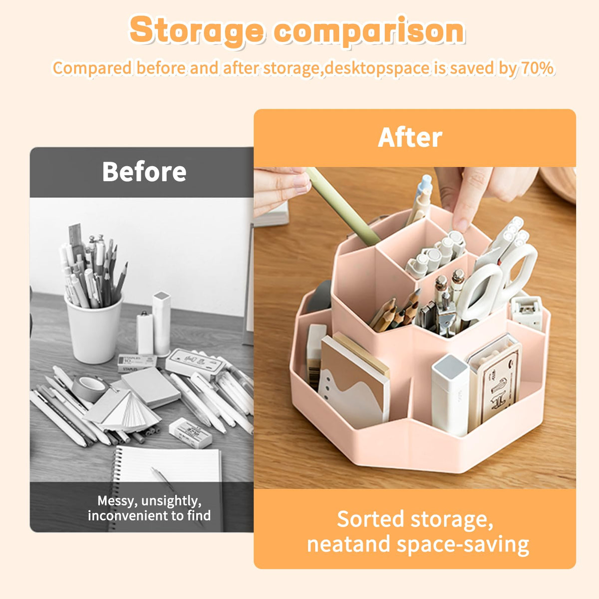Pencil Pen Holder for Desk,9 Slots 360 Degree Rotating Desk Organizers,Desktop Storage Stationery