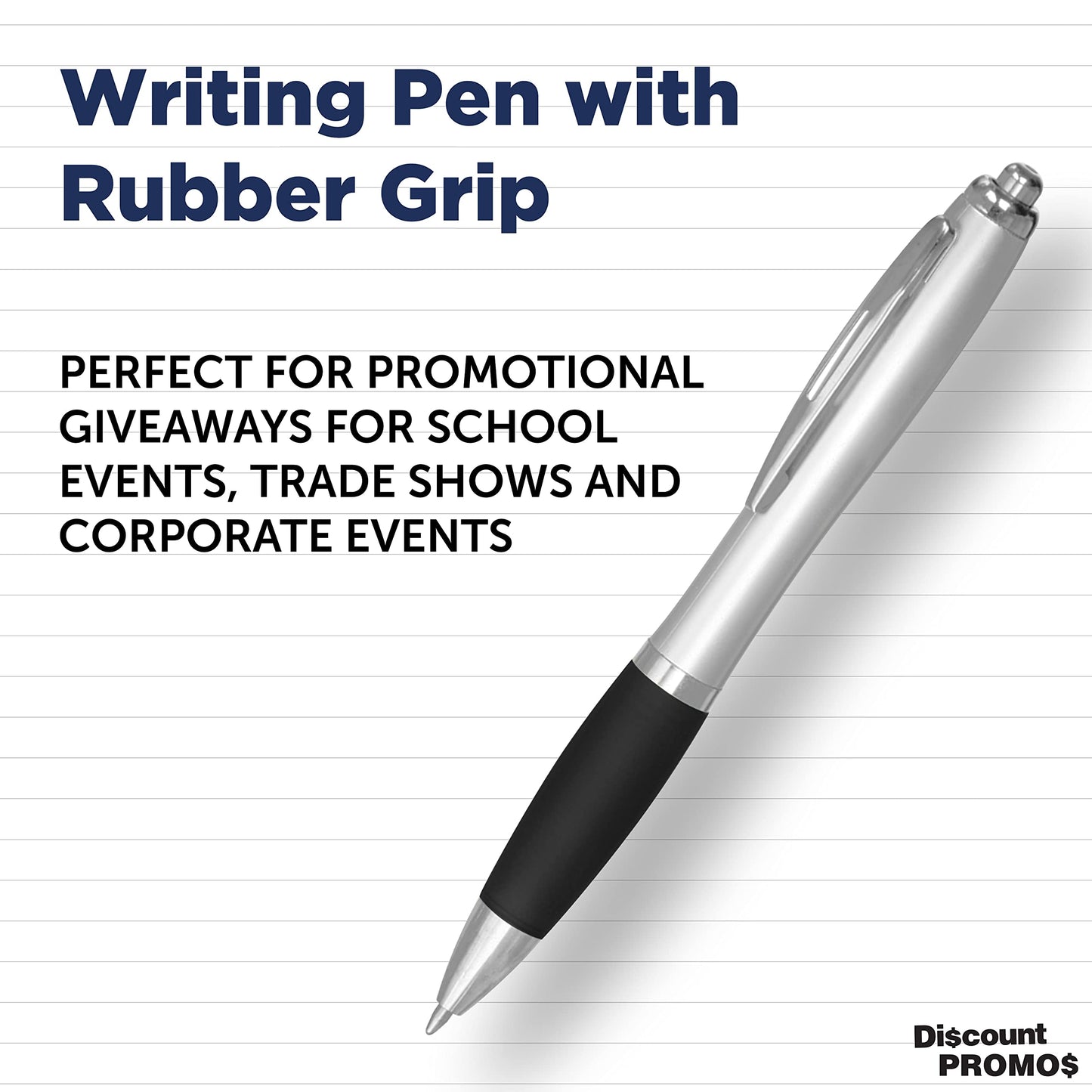 Personalized Ballpoint Pens with Rubber Grip and Black Ink, Pack of 10 by DISCOUNT PROMOS