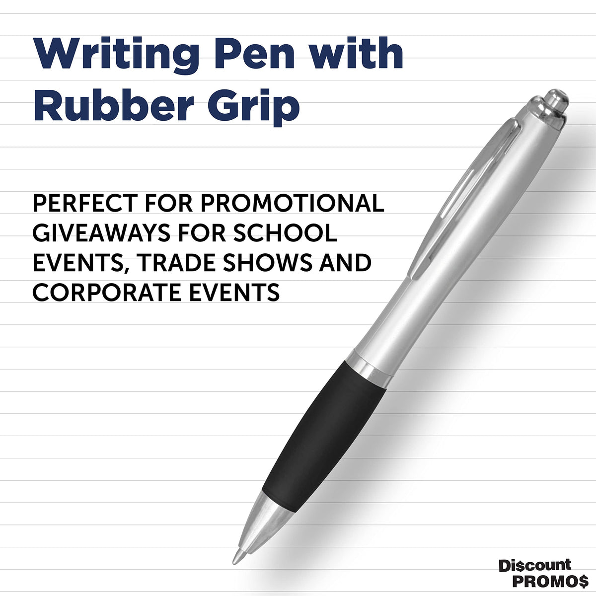 Personalized Ballpoint Pens with Rubber Grip and Black Ink, Pack of 10 by DISCOUNT PROMOS