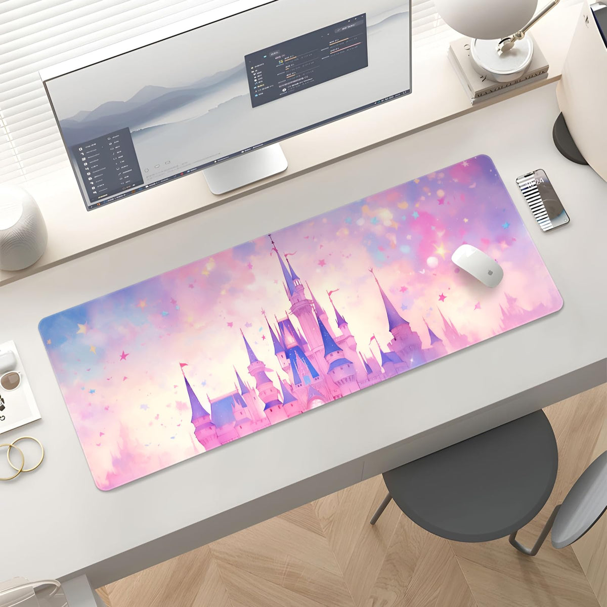 Stanoha Cute Desk Mat for Keyboard Desktop Extra Large Mouse Pad, Castle