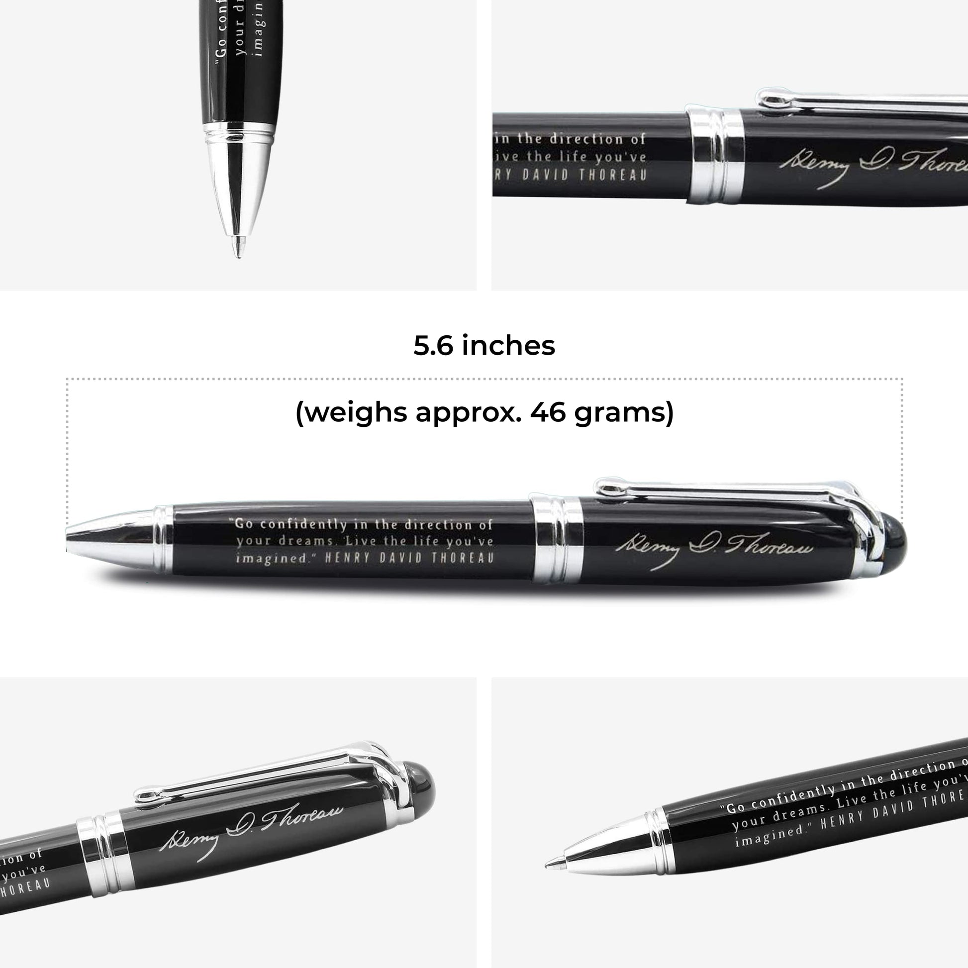 Henry David Thoreau Engraved Luxury Gift Pen with Motivational Quote - Go Confidently in the