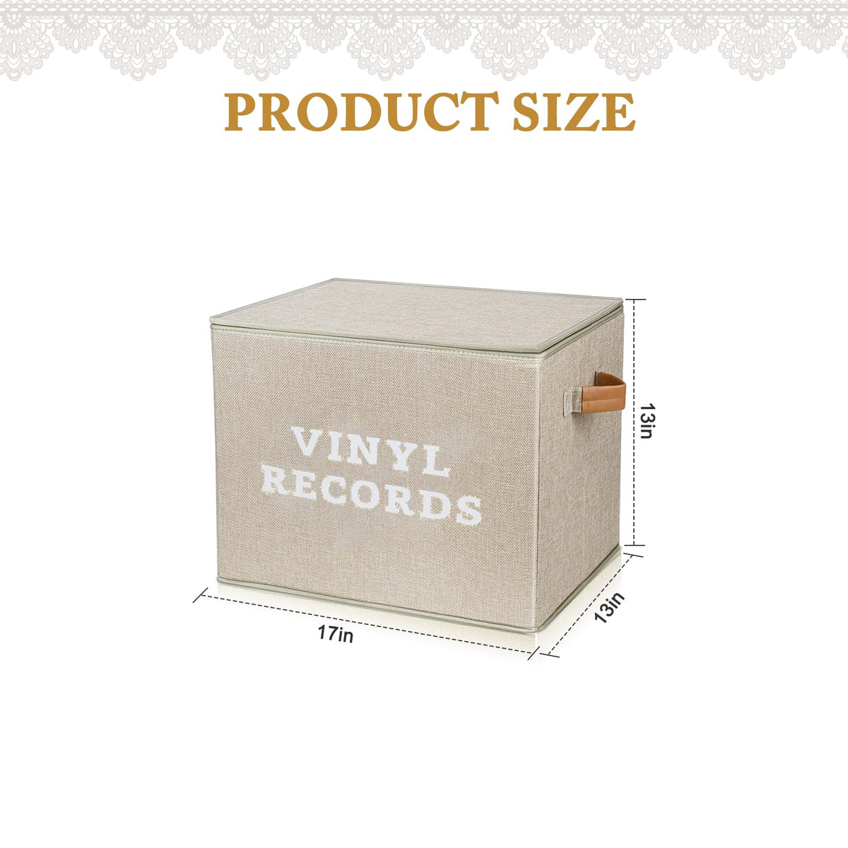 Lukeline Vinyl Record Storage Box, Decorative Moving Box for Records with Handles,LP Record Storage