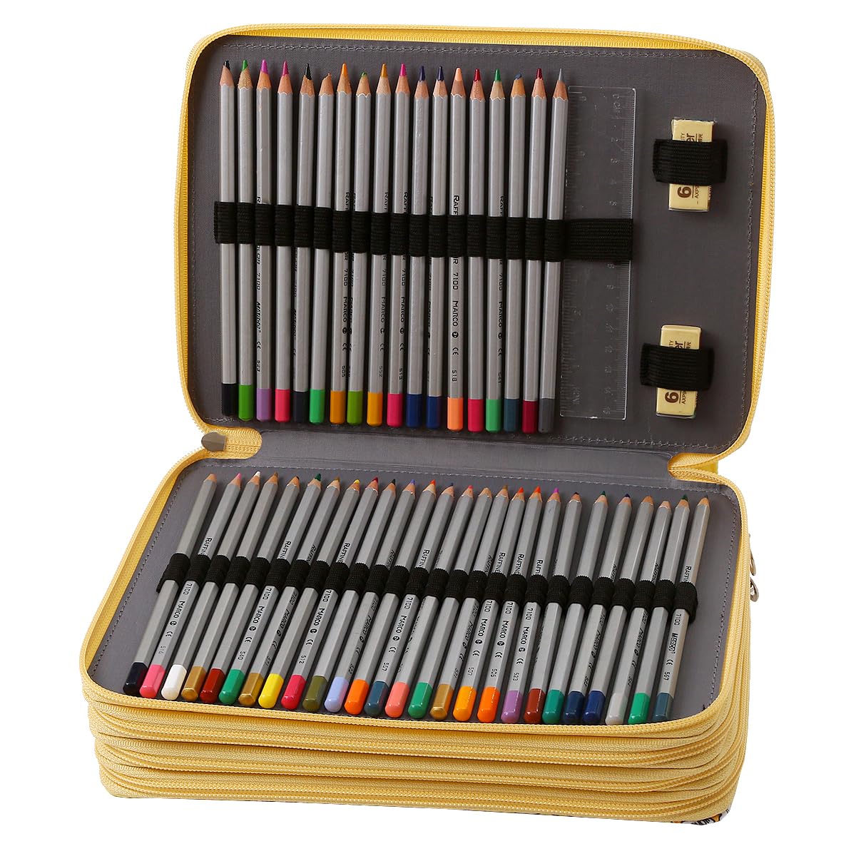 Lbxgap 200 Slots Pencil Case 4-Layer Zipped Holder w/Handle