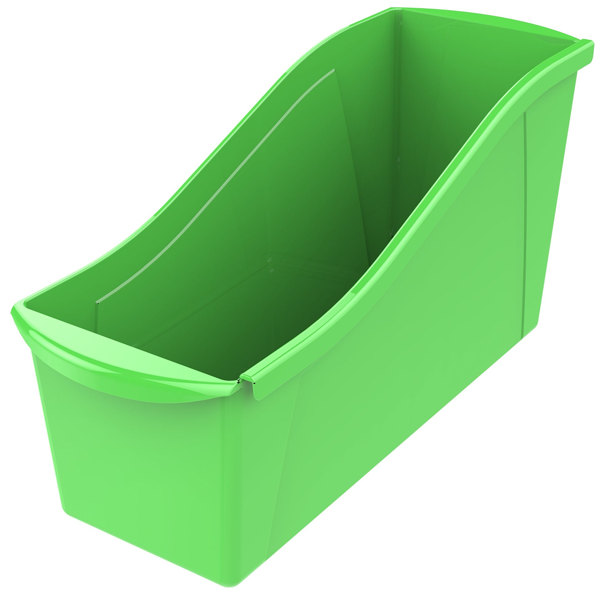 Storex Large Book Bin, Interlocking Plastic Organizer for Home, Office and Classroom, Green, 6-Pack
